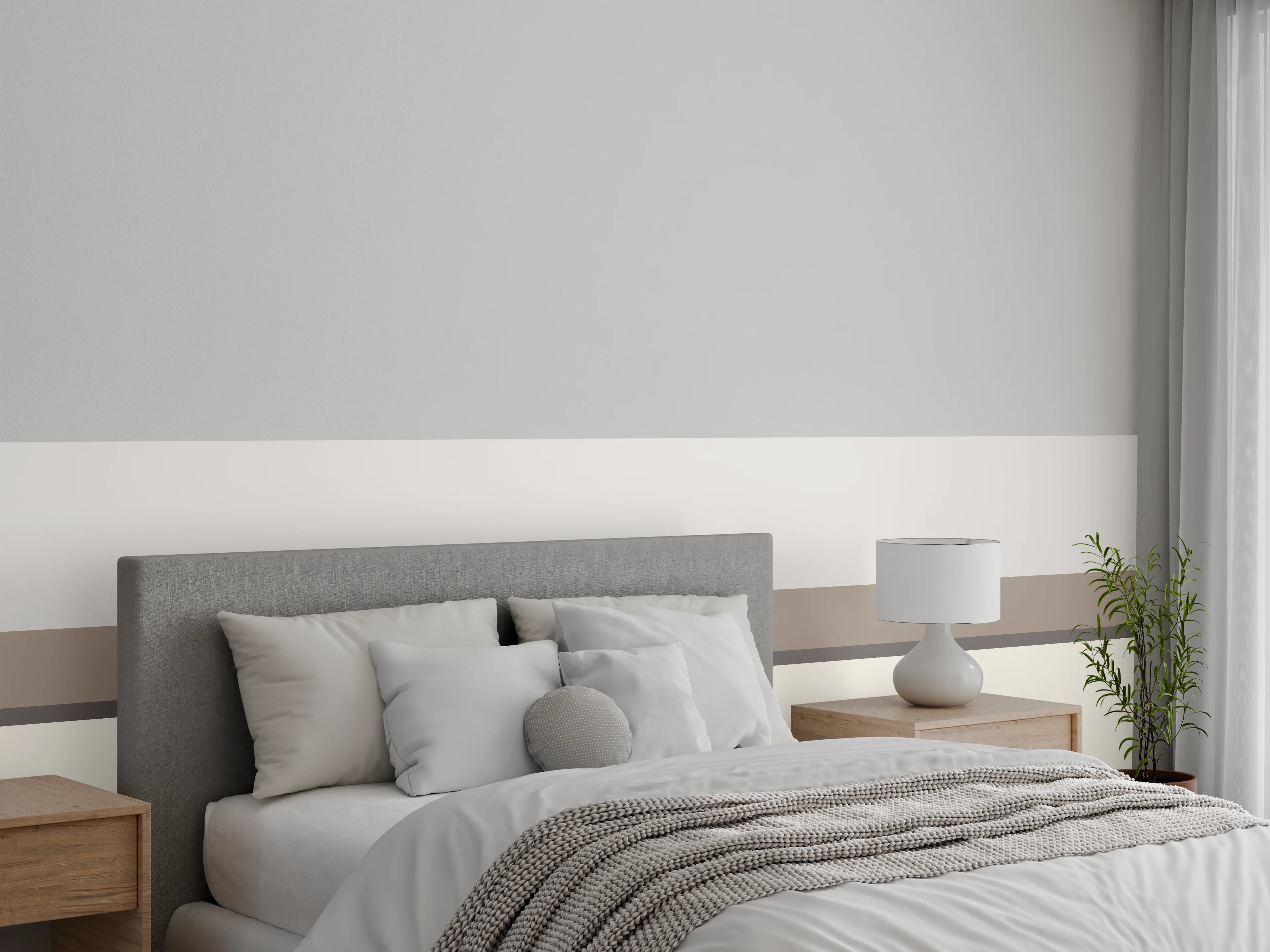 Wandverkleidung Schlafzimmer - Minimalistische Wandgestaltung in Weiß und Grau