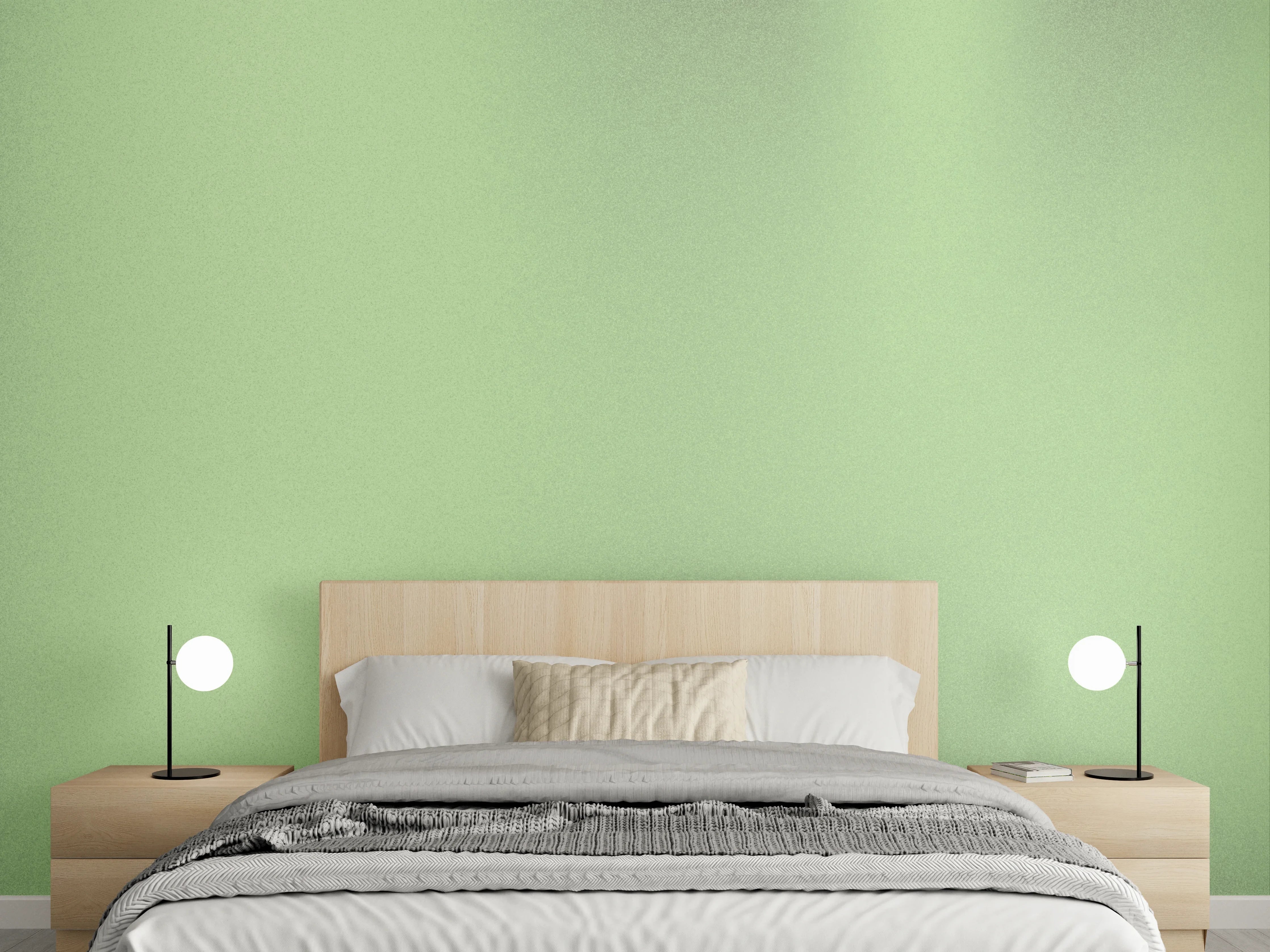 Wandverkleidung Schlafzimmer - Minimalistische grüne Wandgestaltung