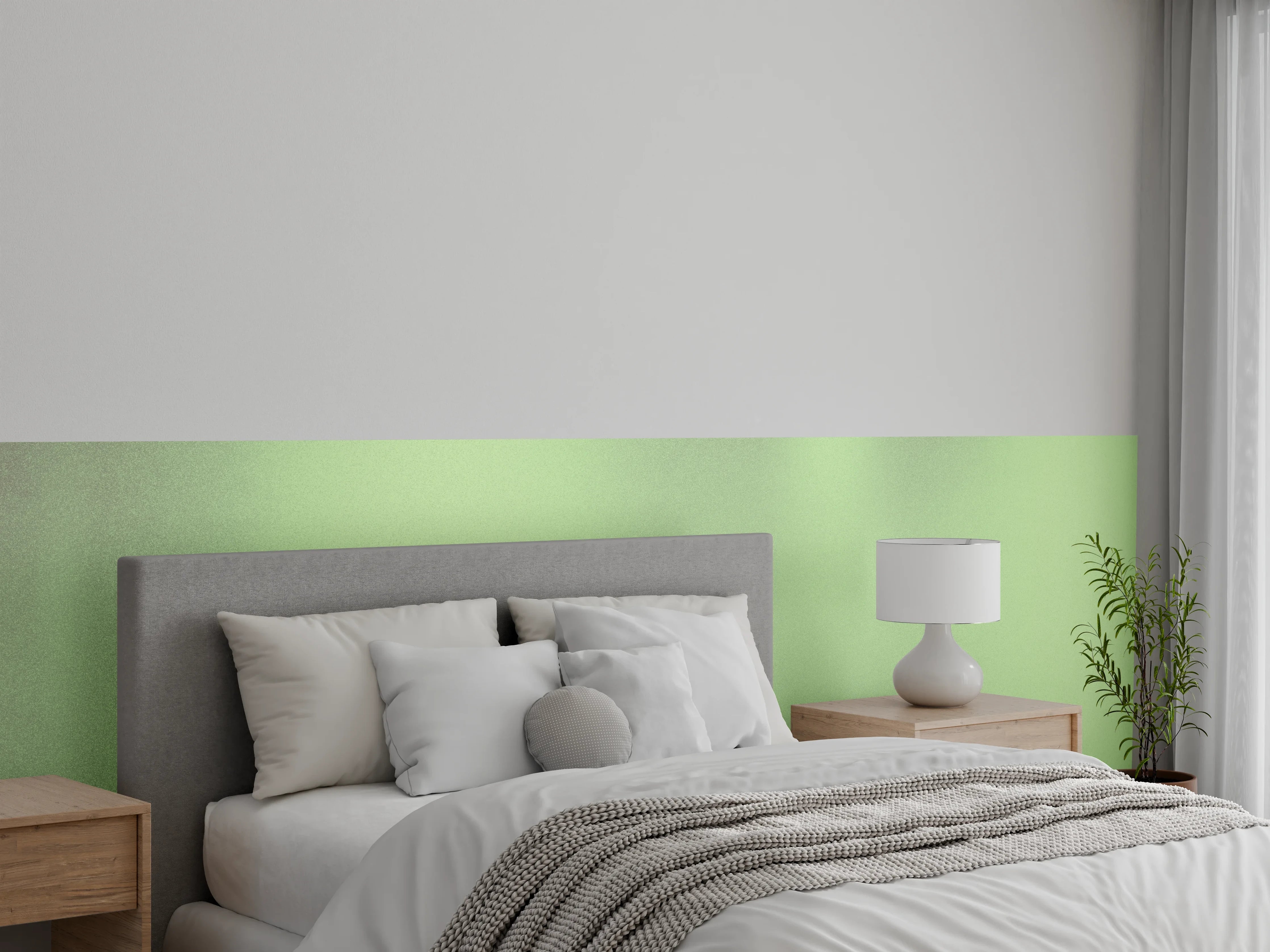 Wandverkleidung Schlafzimmer - Minimalistische grüne Wandgestaltung