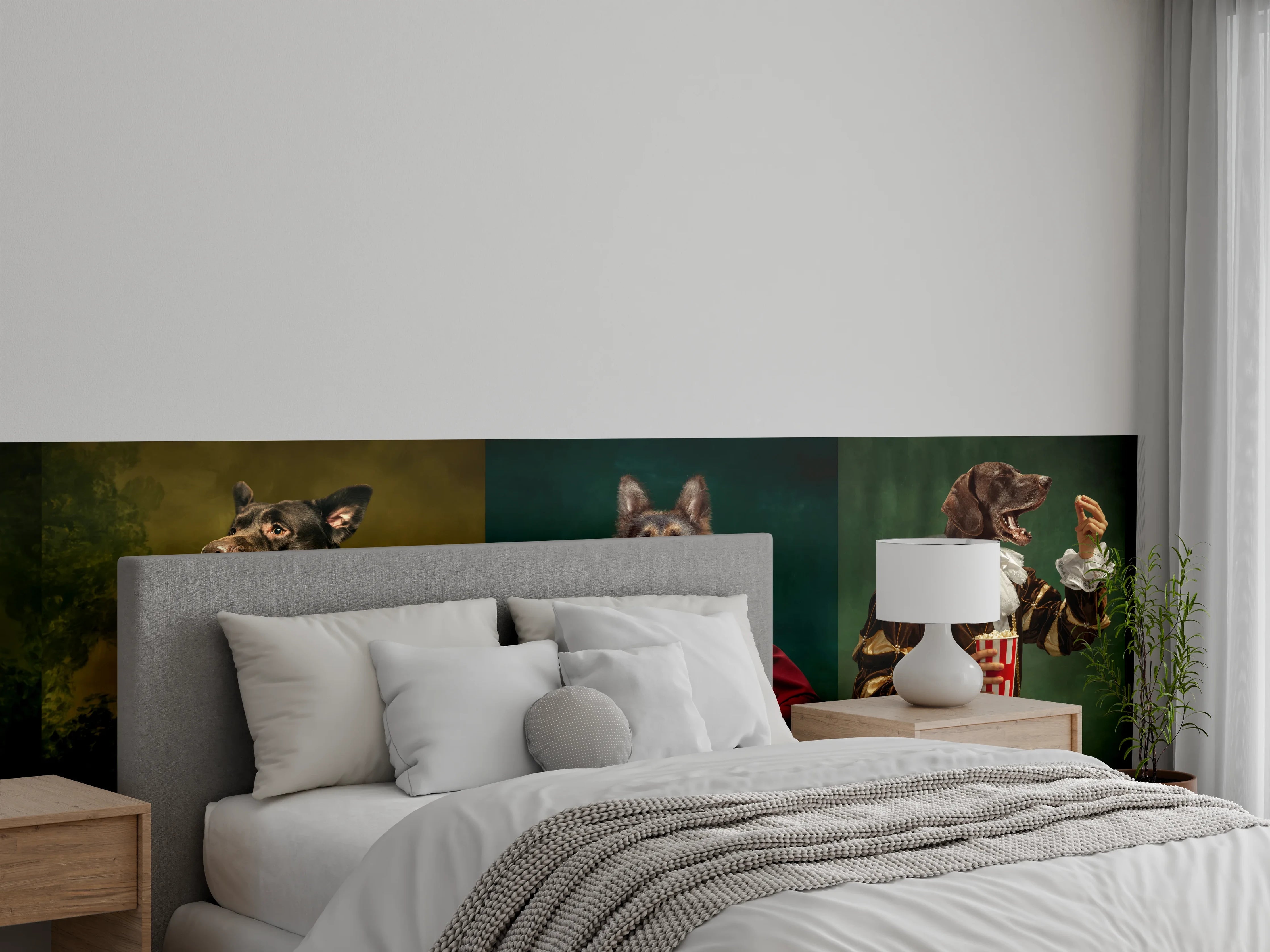 Wandverkleidung Schlafzimmer - Mittelalterliche Hundekopf Porträts