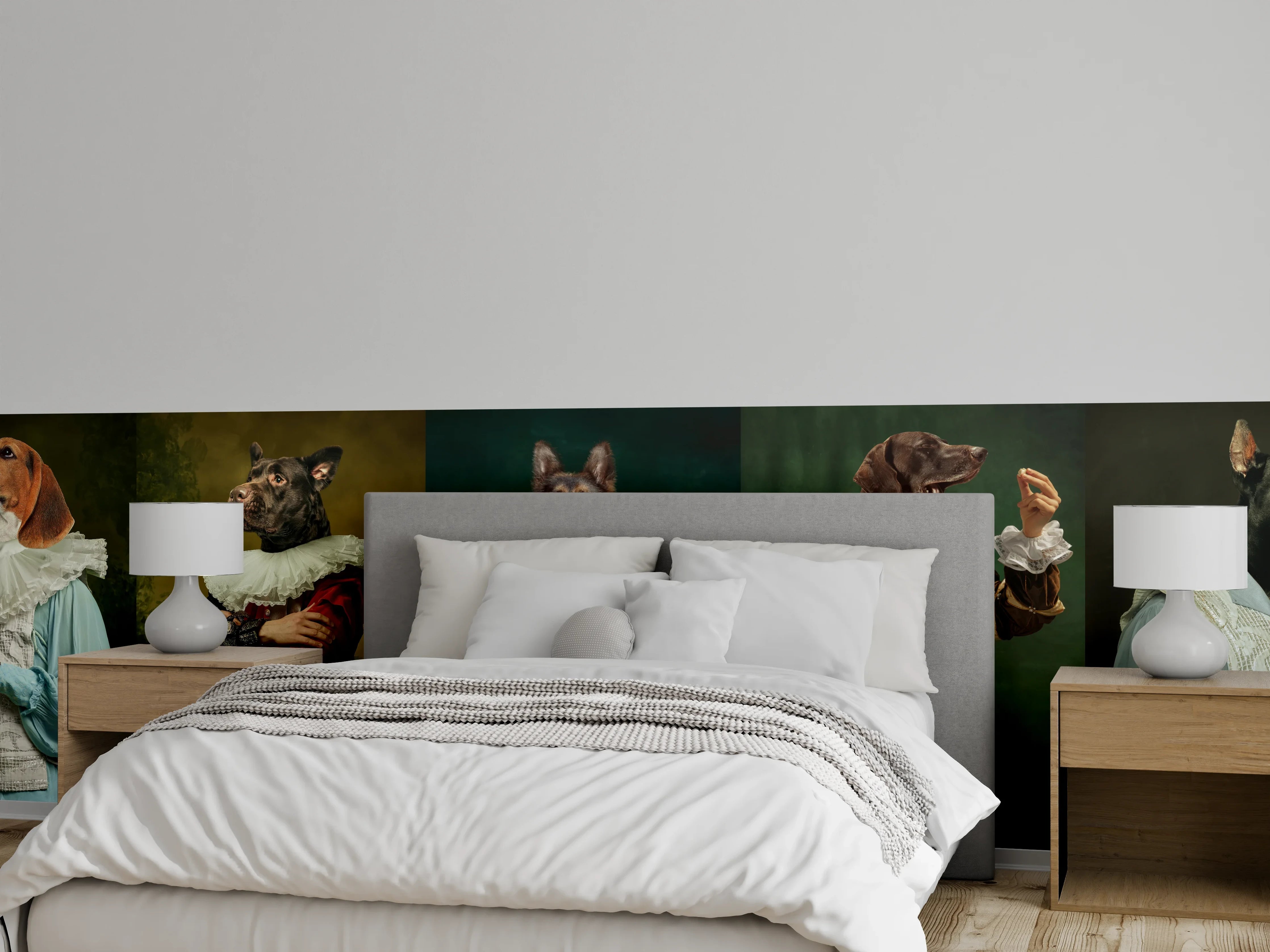 Wandverkleidung Schlafzimmer - Mittelalterliche Hundekopf Porträts