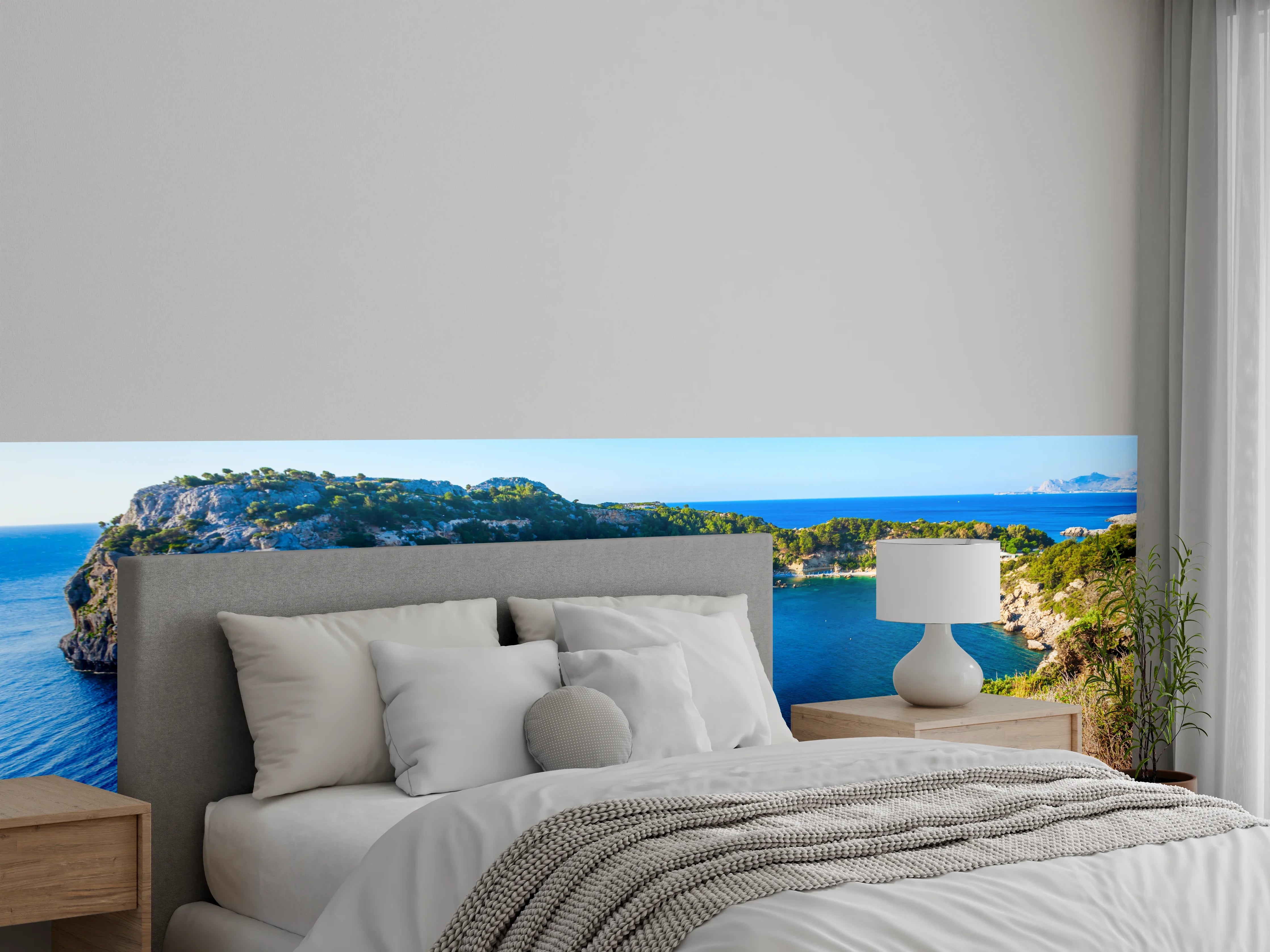 Wandverkleidung Schlafzimmer - Mittelmeer-Bucht: Türkises Wasser und Klippen