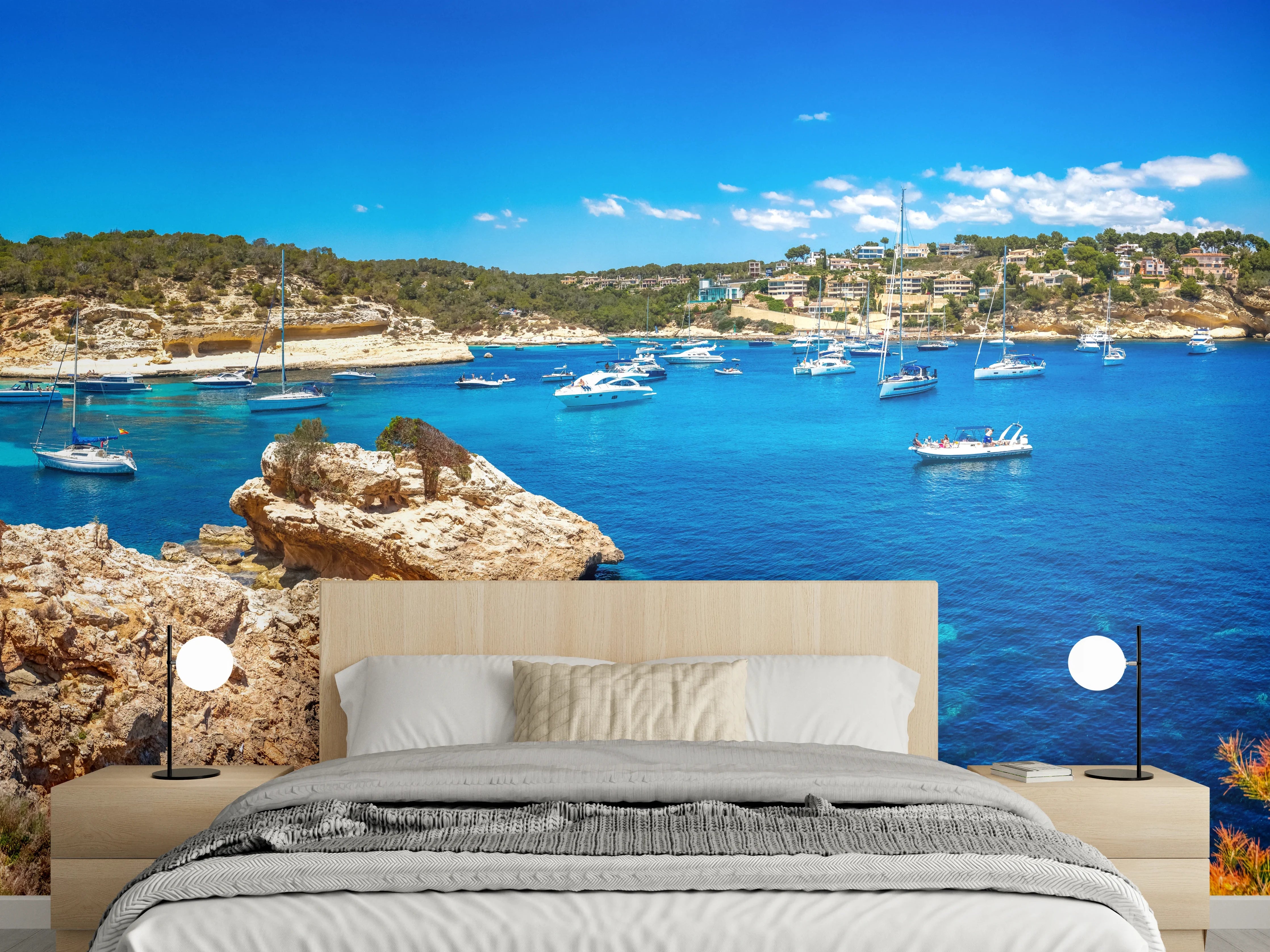 Wandverkleidung Schlafzimmer - Mittelmeer Küstenlandschaft Panorama