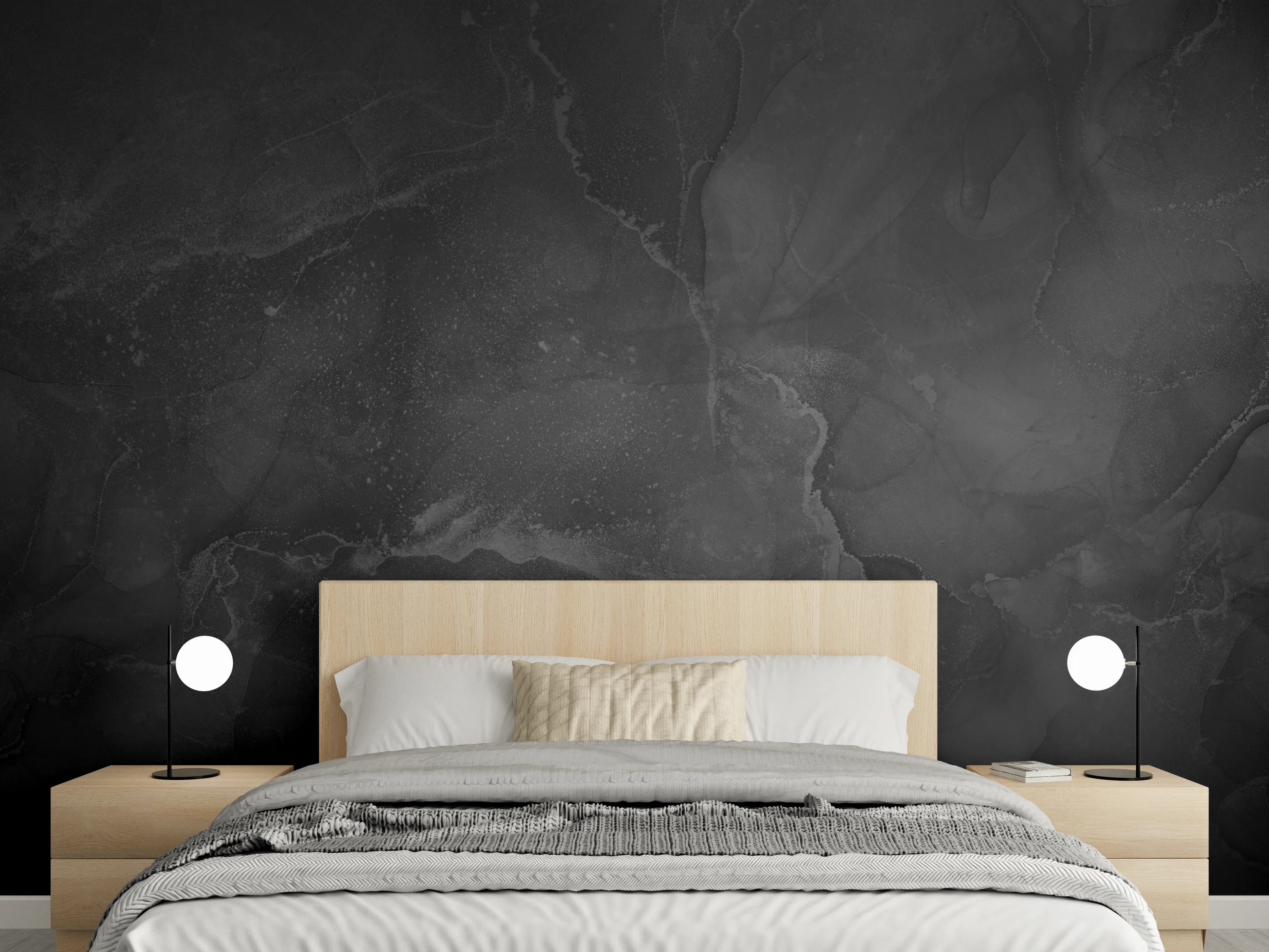 Wandverkleidung Schlafzimmer - Modern grau-schwarzer Marmor