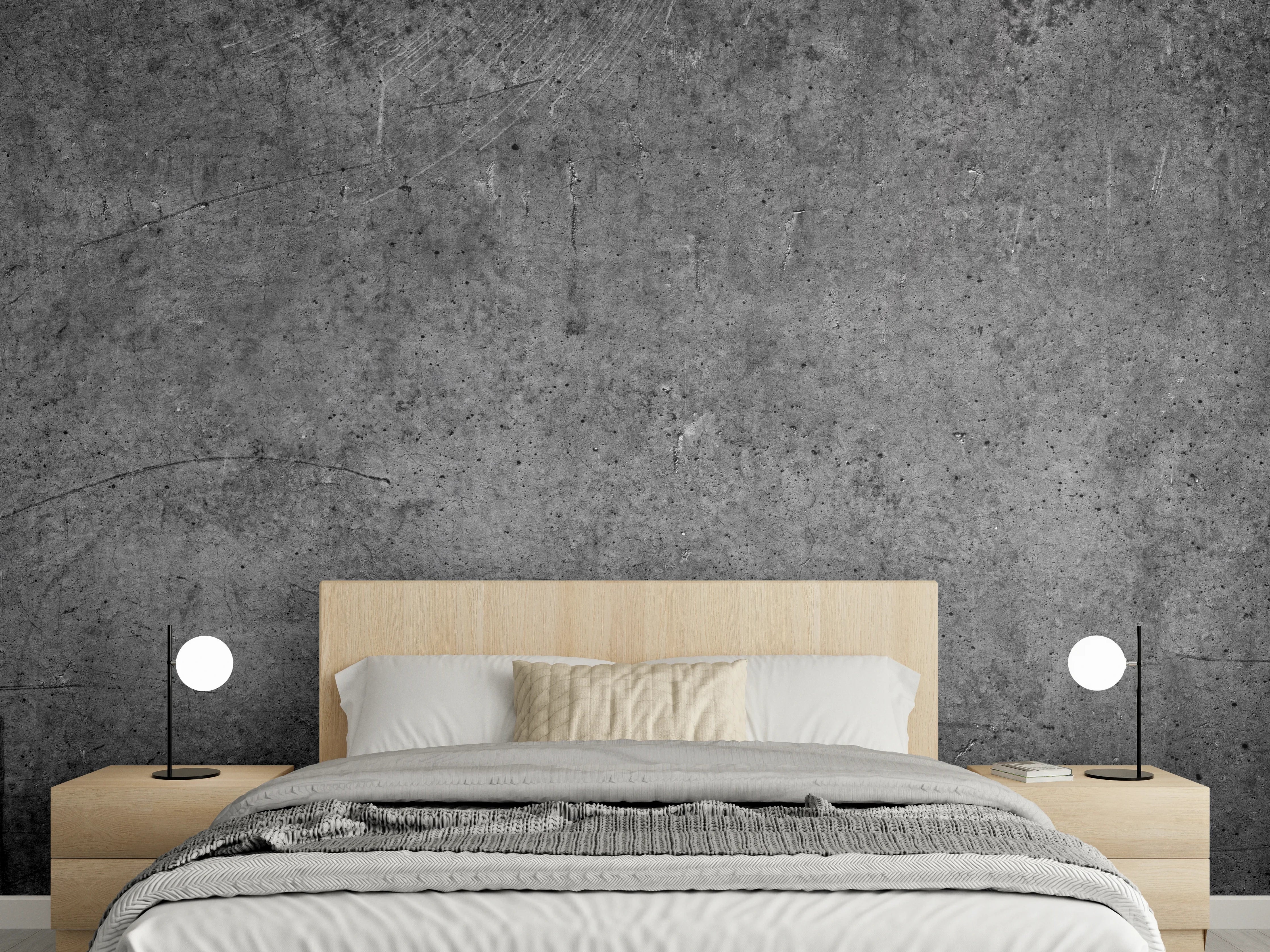 Wandverkleidung Schlafzimmer - Moderne Grau-Schwarze Betonoptik