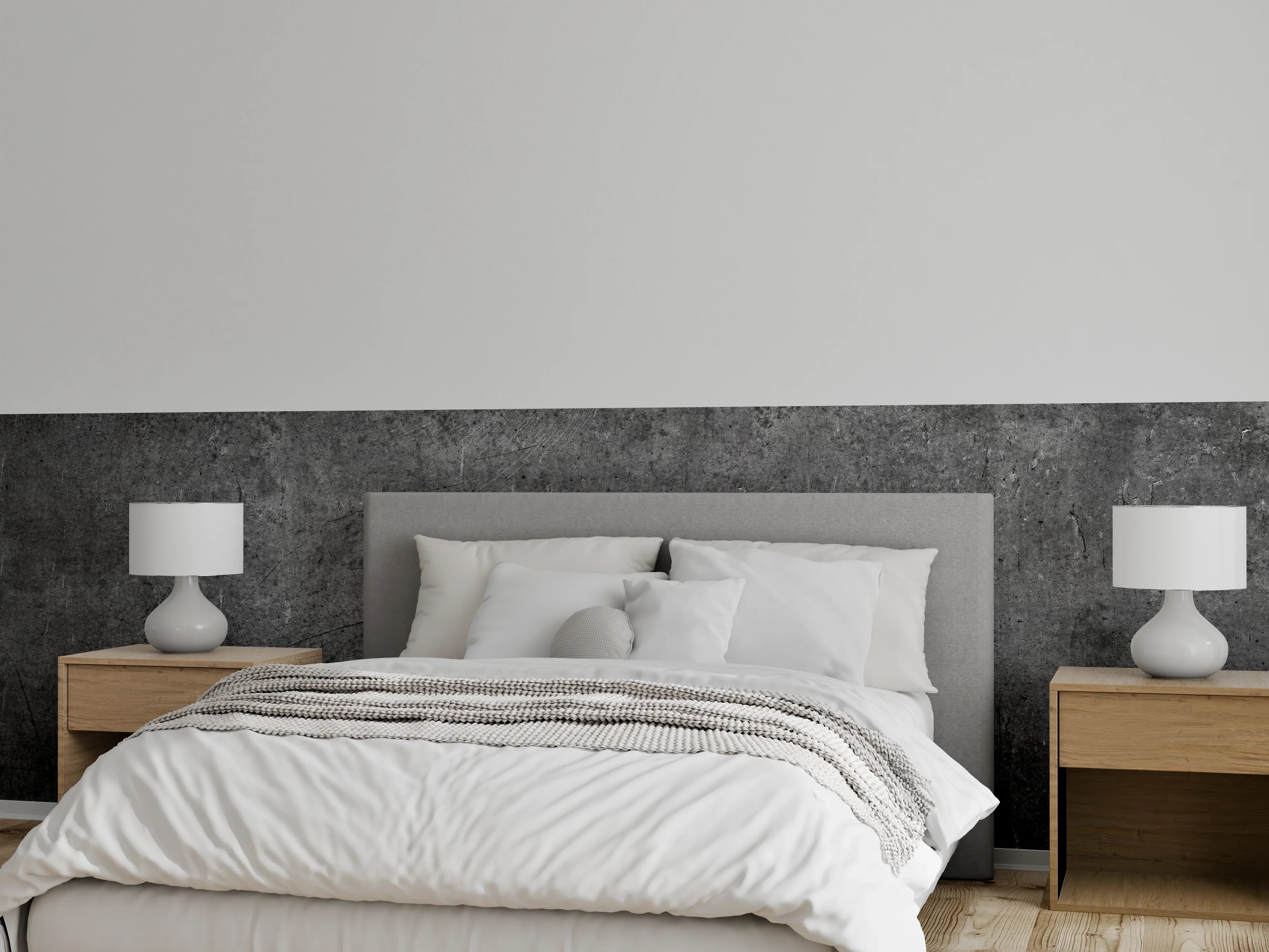 Wandverkleidung Schlafzimmer - Moderne Grau-Schwarze Betonoptik