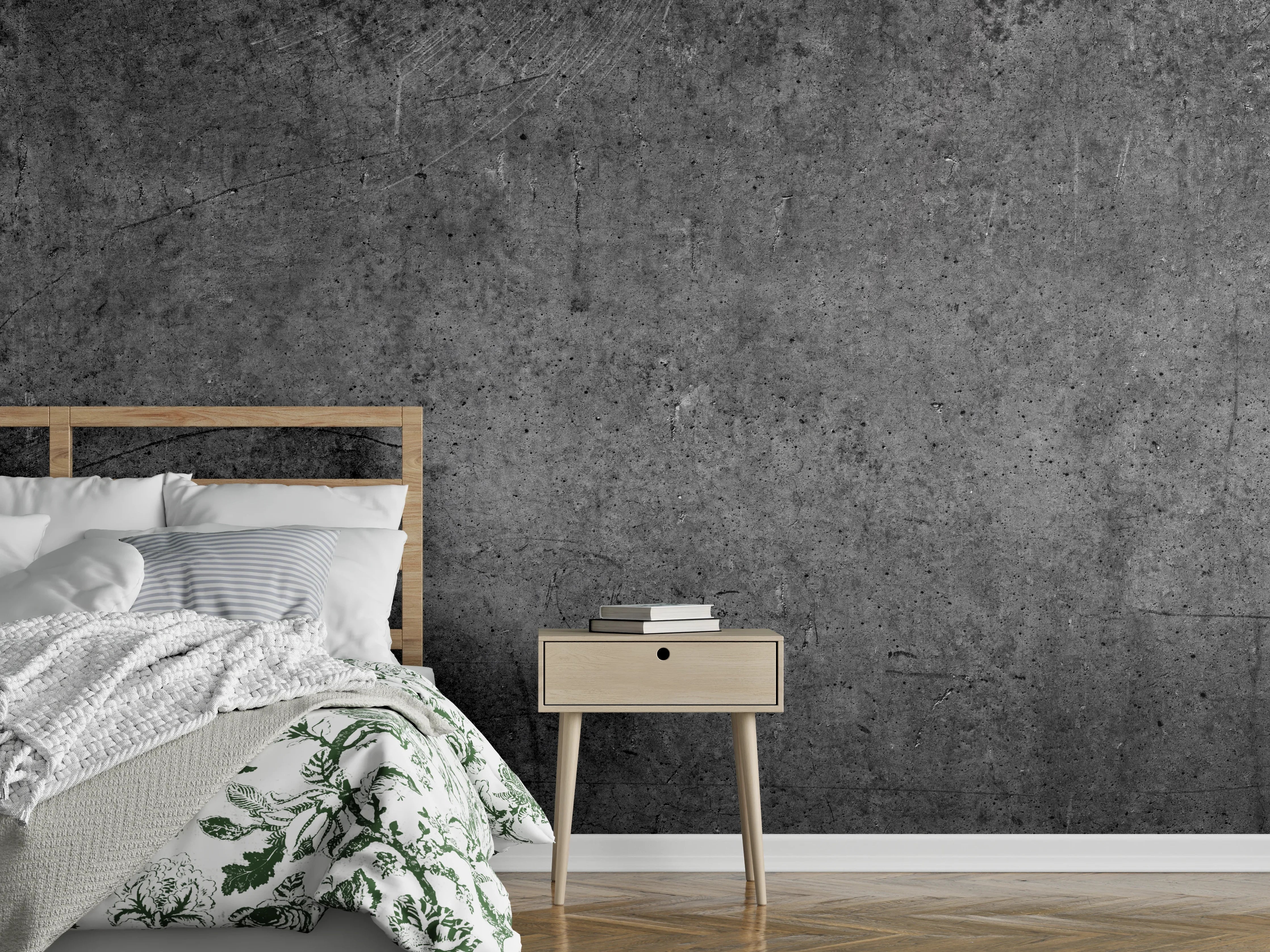 Wandverkleidung Schlafzimmer - Moderne Grau-Schwarze Betonoptik