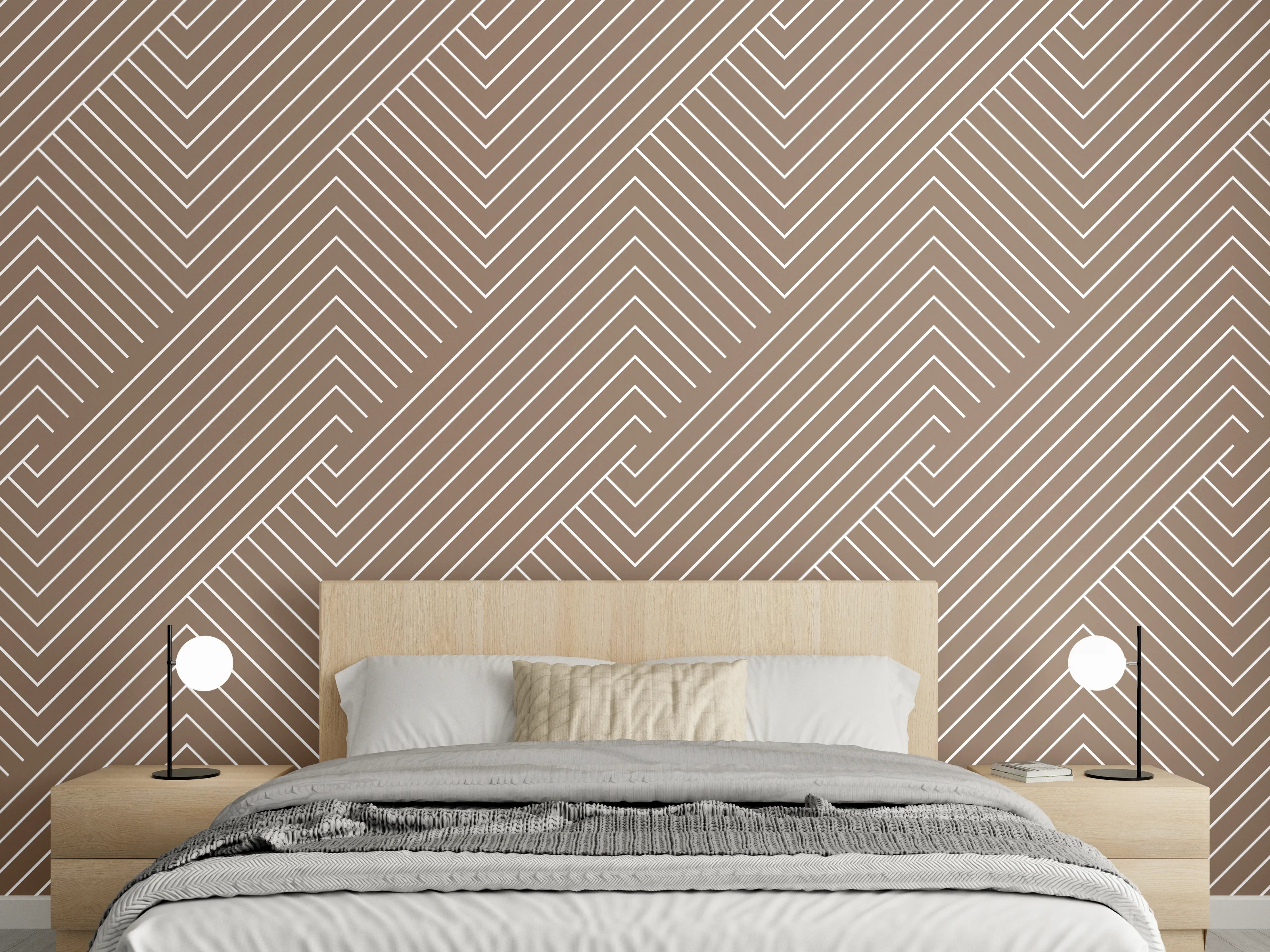 Wandverkleidung Schlafzimmer - Moderne Holzimitation mit geometrischem Muster