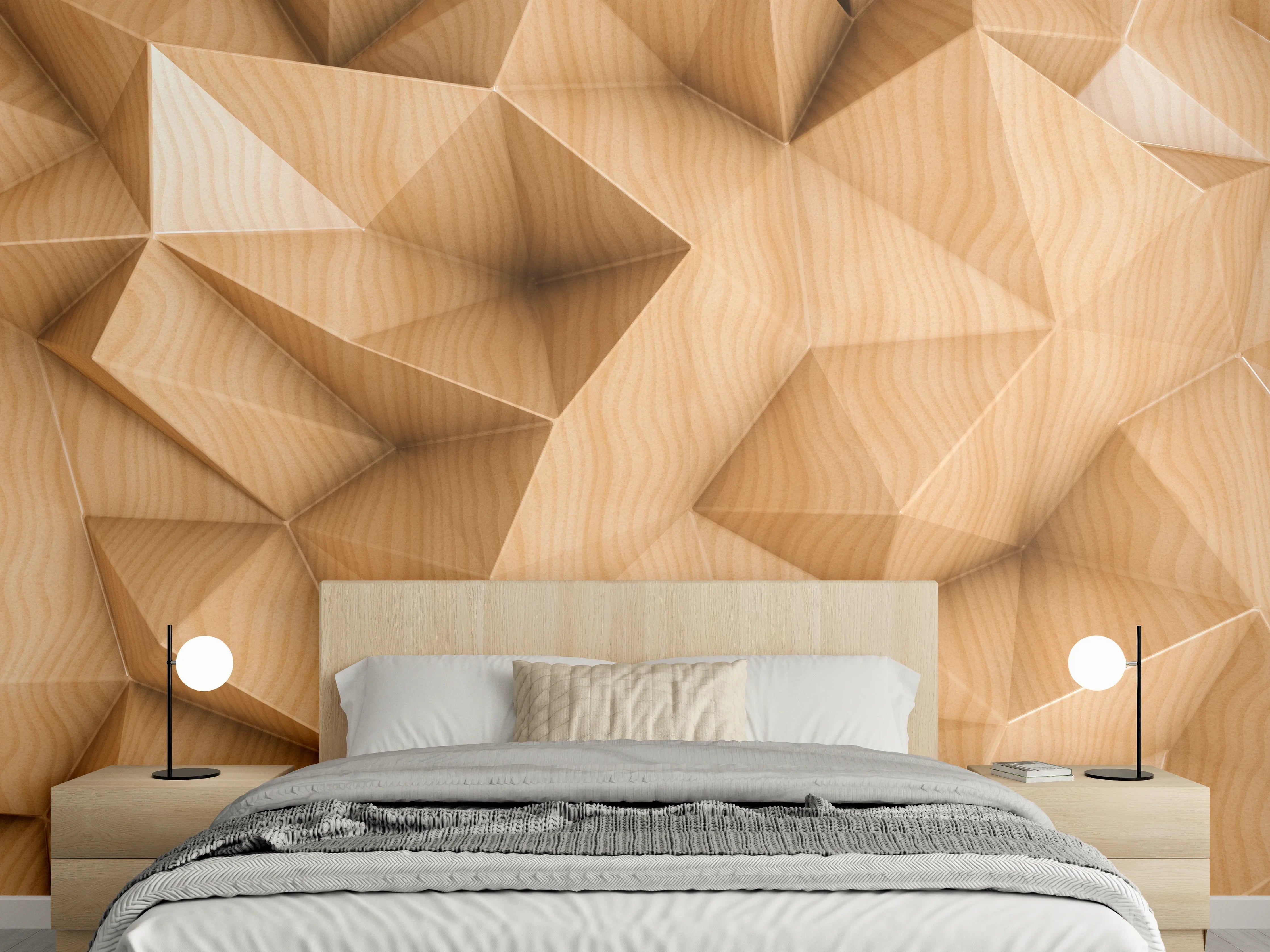 Wandverkleidung Schlafzimmer - Moderne Holzstruktur in warmen Tönen