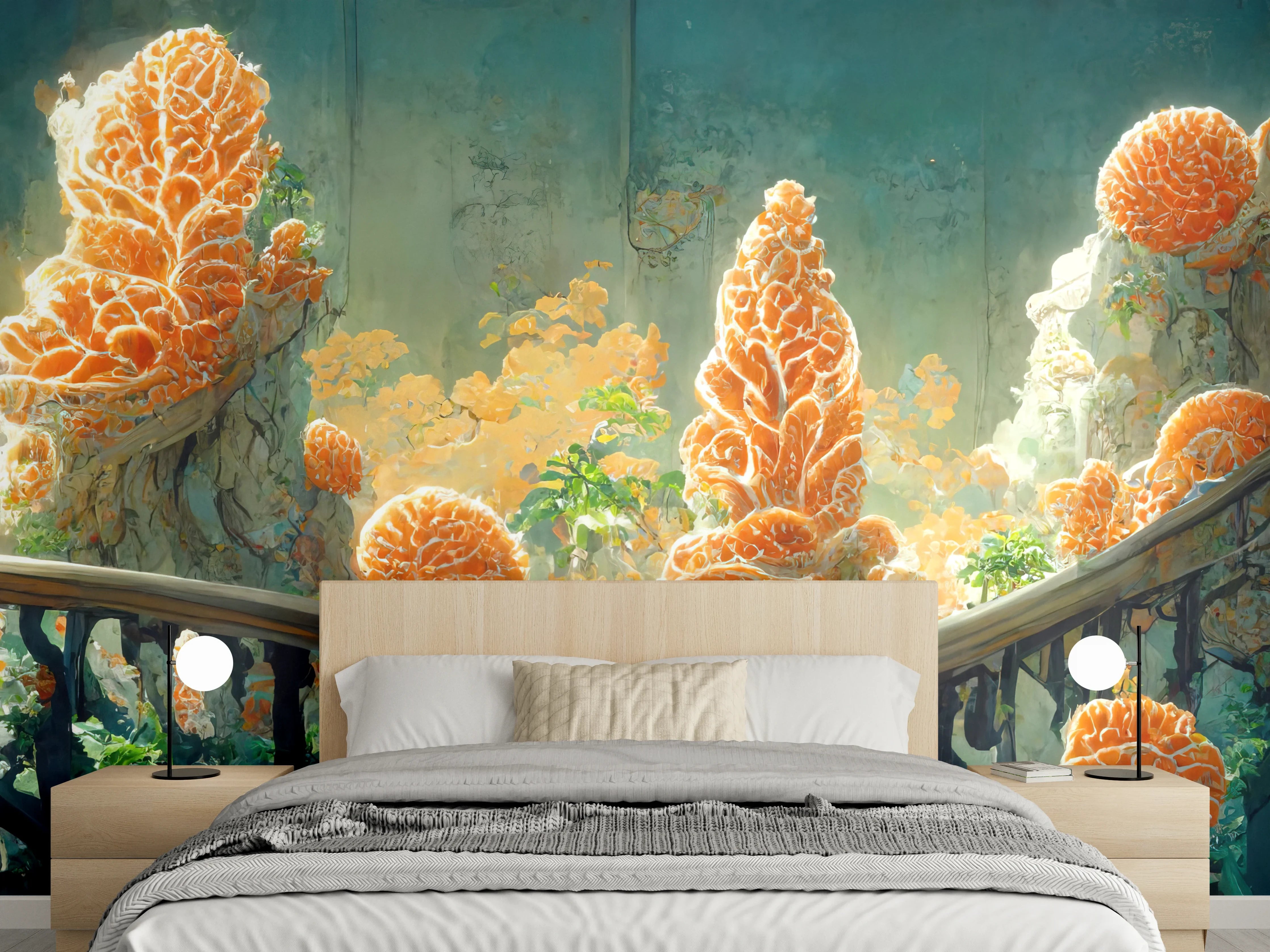 Wandverkleidung Schlafzimmer - Moderne Kunst - Kakteen