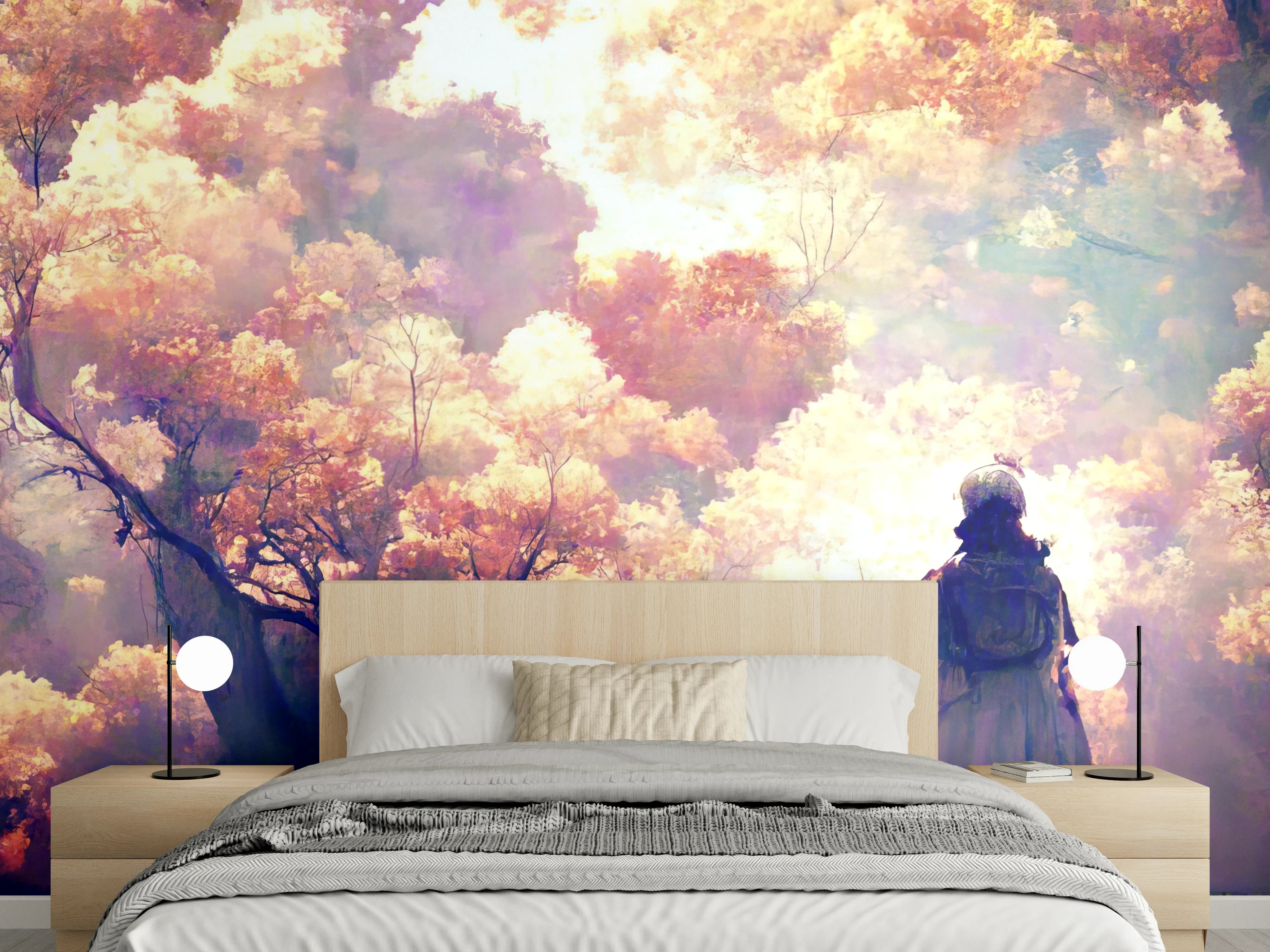 Wandverkleidung Schlafzimmer - Moderne Kunst - Person in den Wäldern