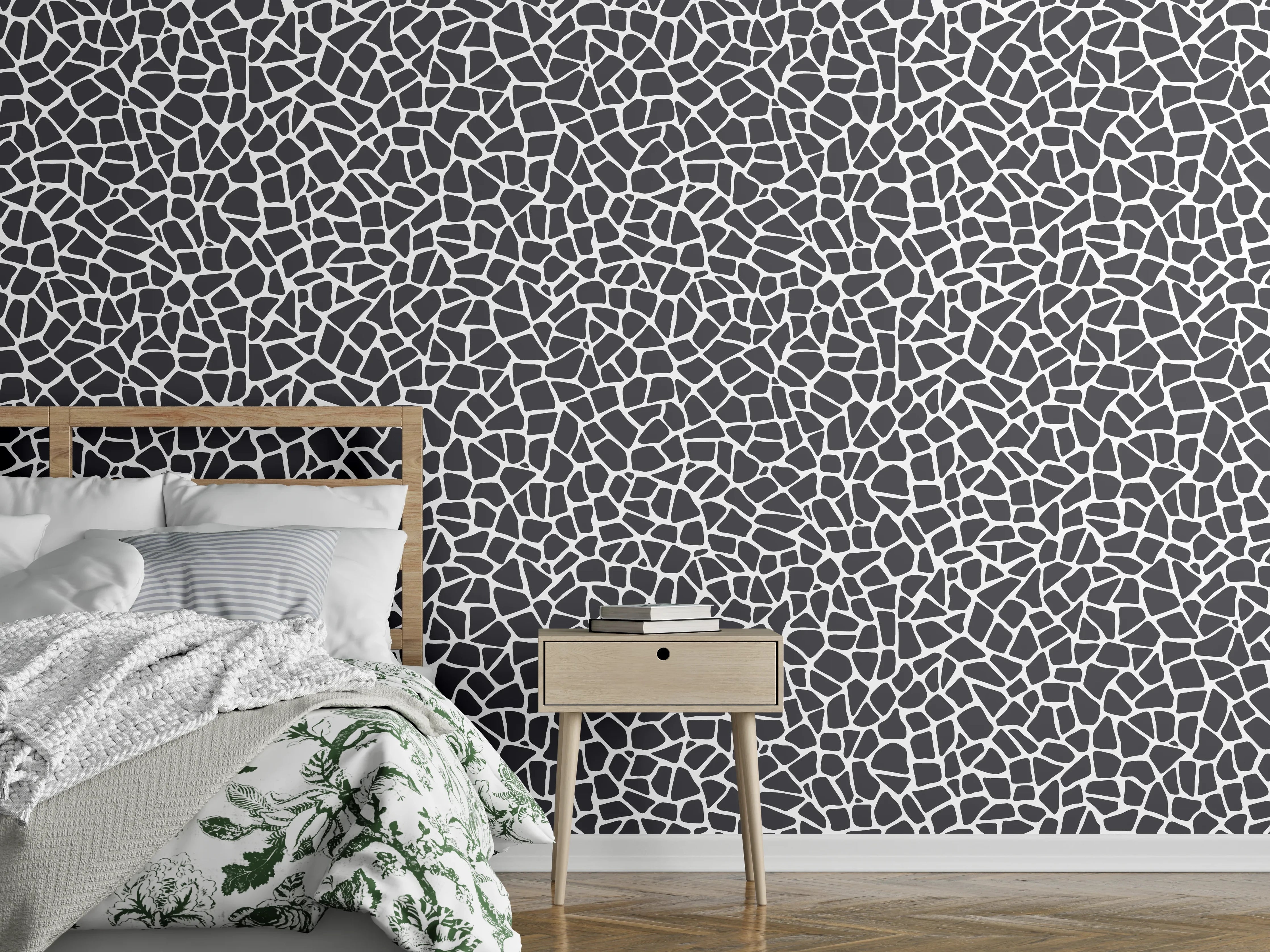 Wandverkleidung Schlafzimmer - Moderne Mosaikstruktur in Schwarz-Weiß