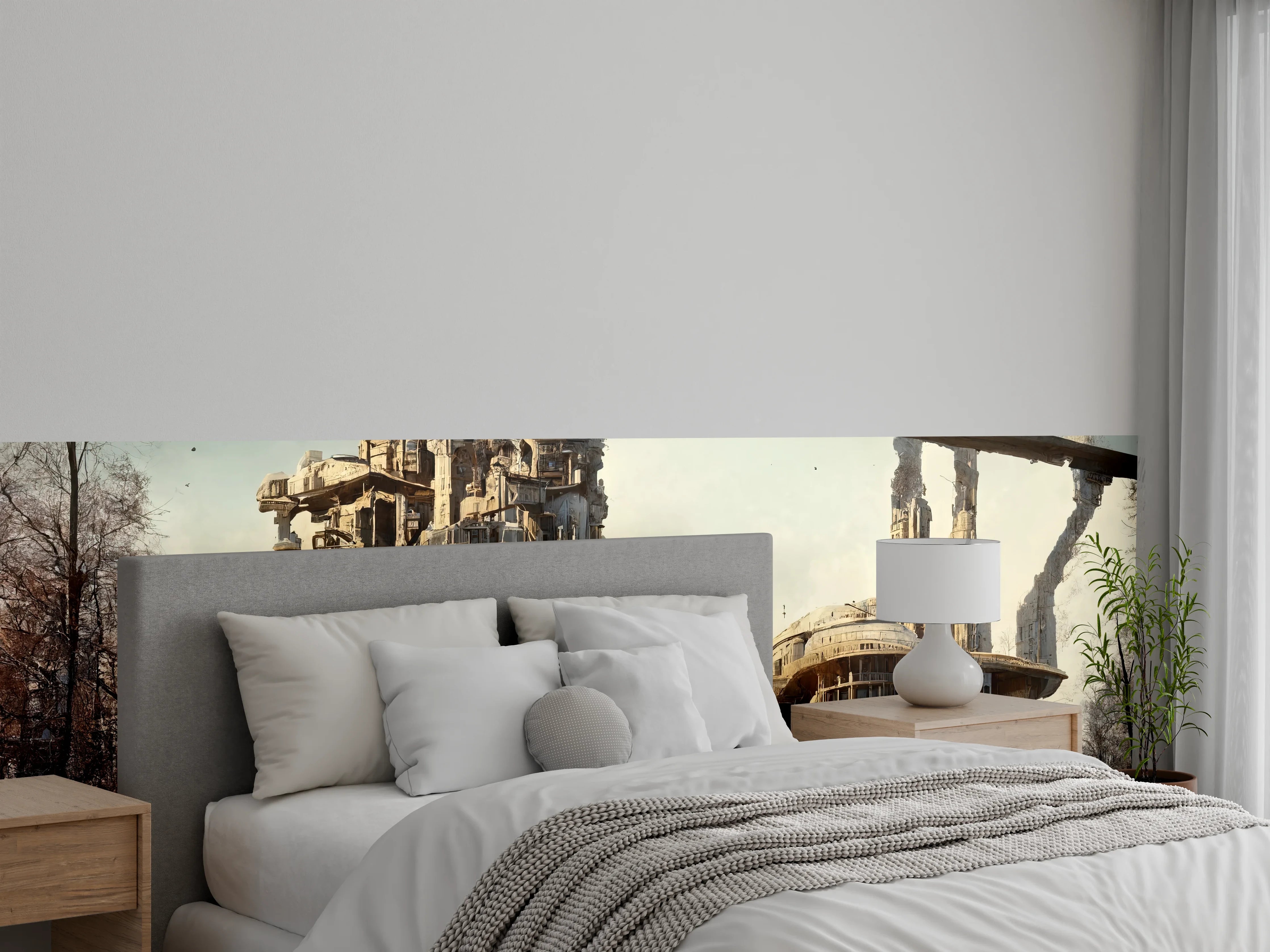 Wandverkleidung Schlafzimmer - Moderne Stadt in der Zukunft