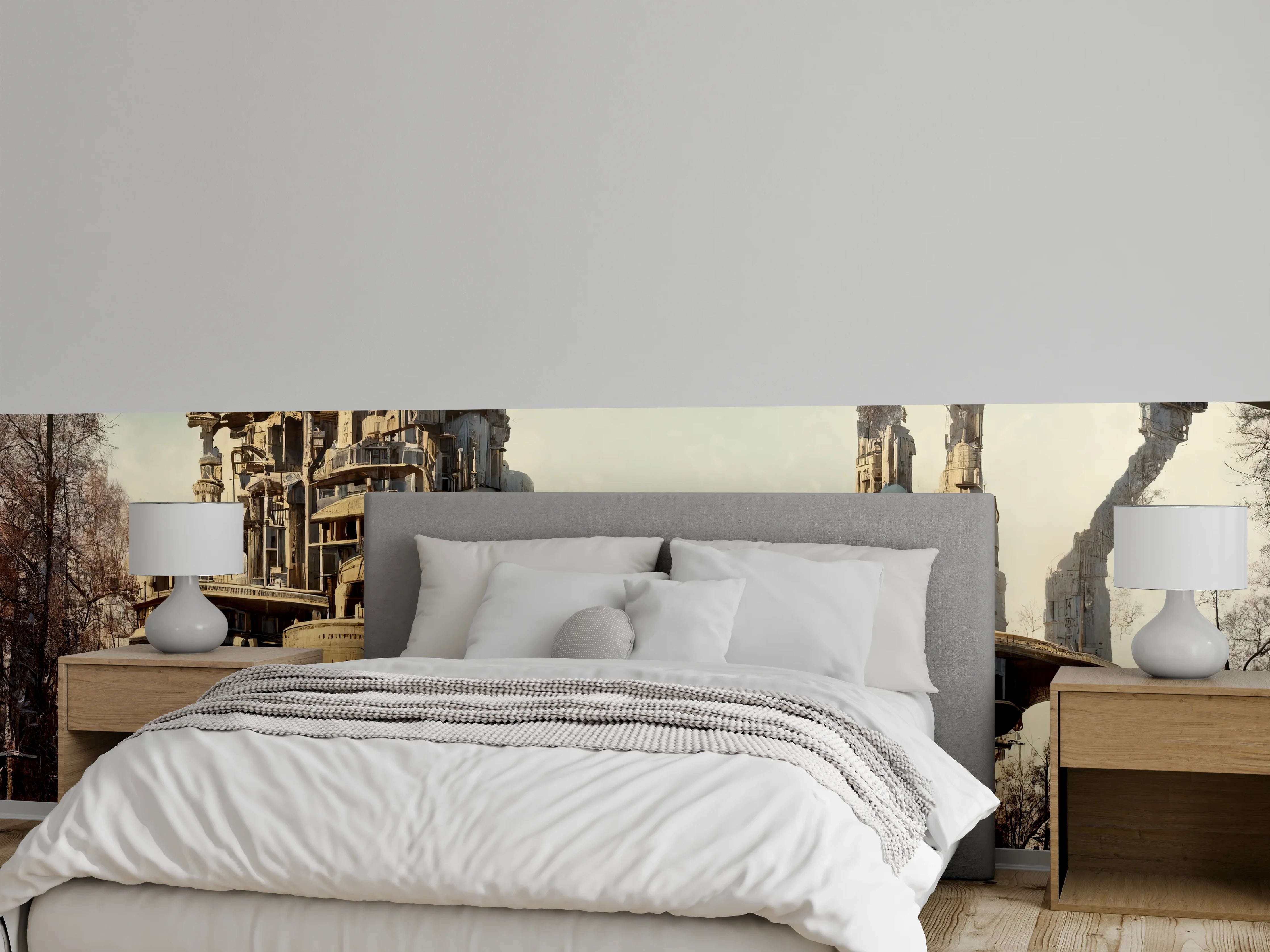 Wandverkleidung Schlafzimmer - Moderne Stadt in der Zukunft