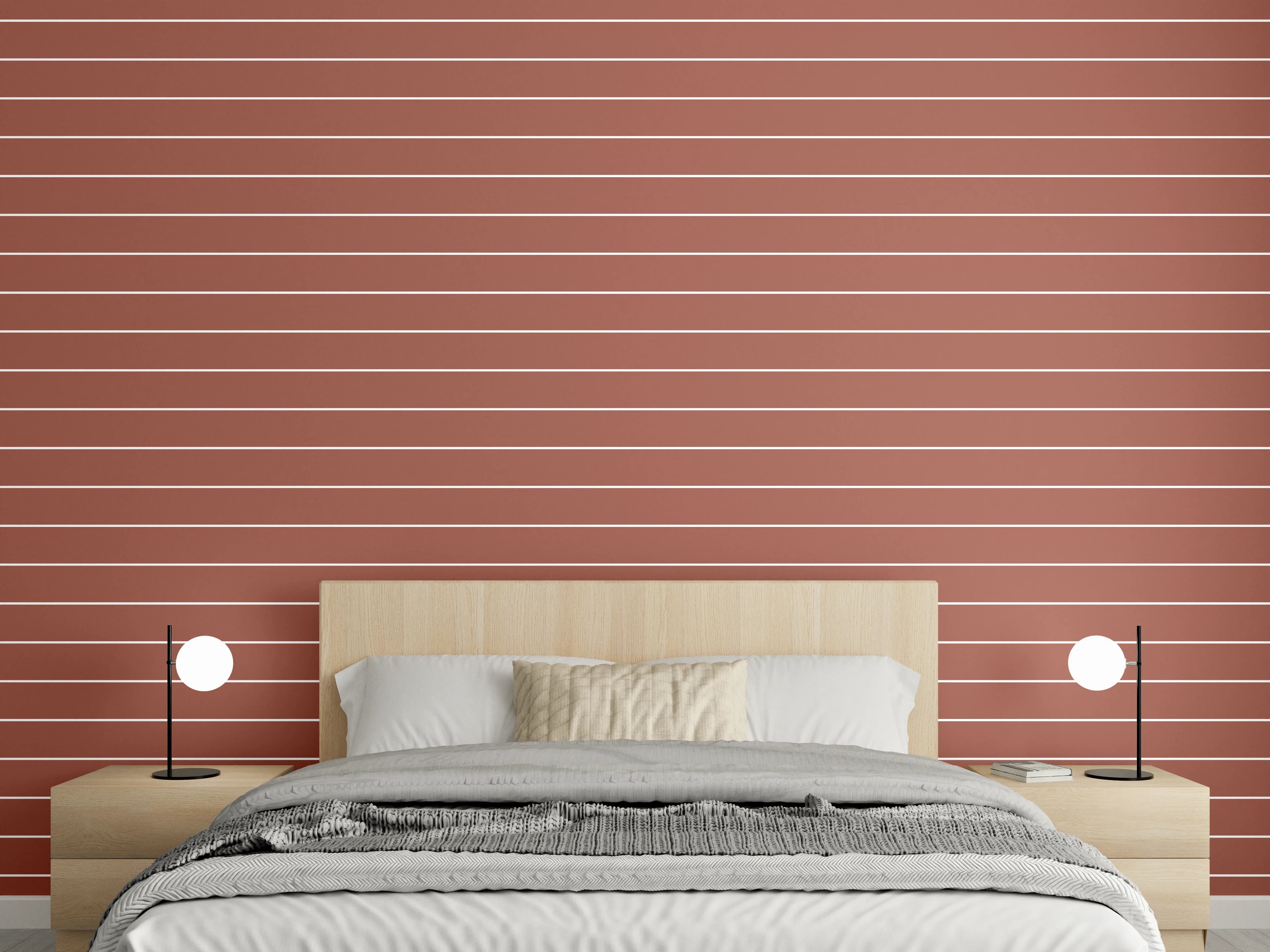Wandverkleidung Schlafzimmer - Moderne Streifenoptik in Terrakotta