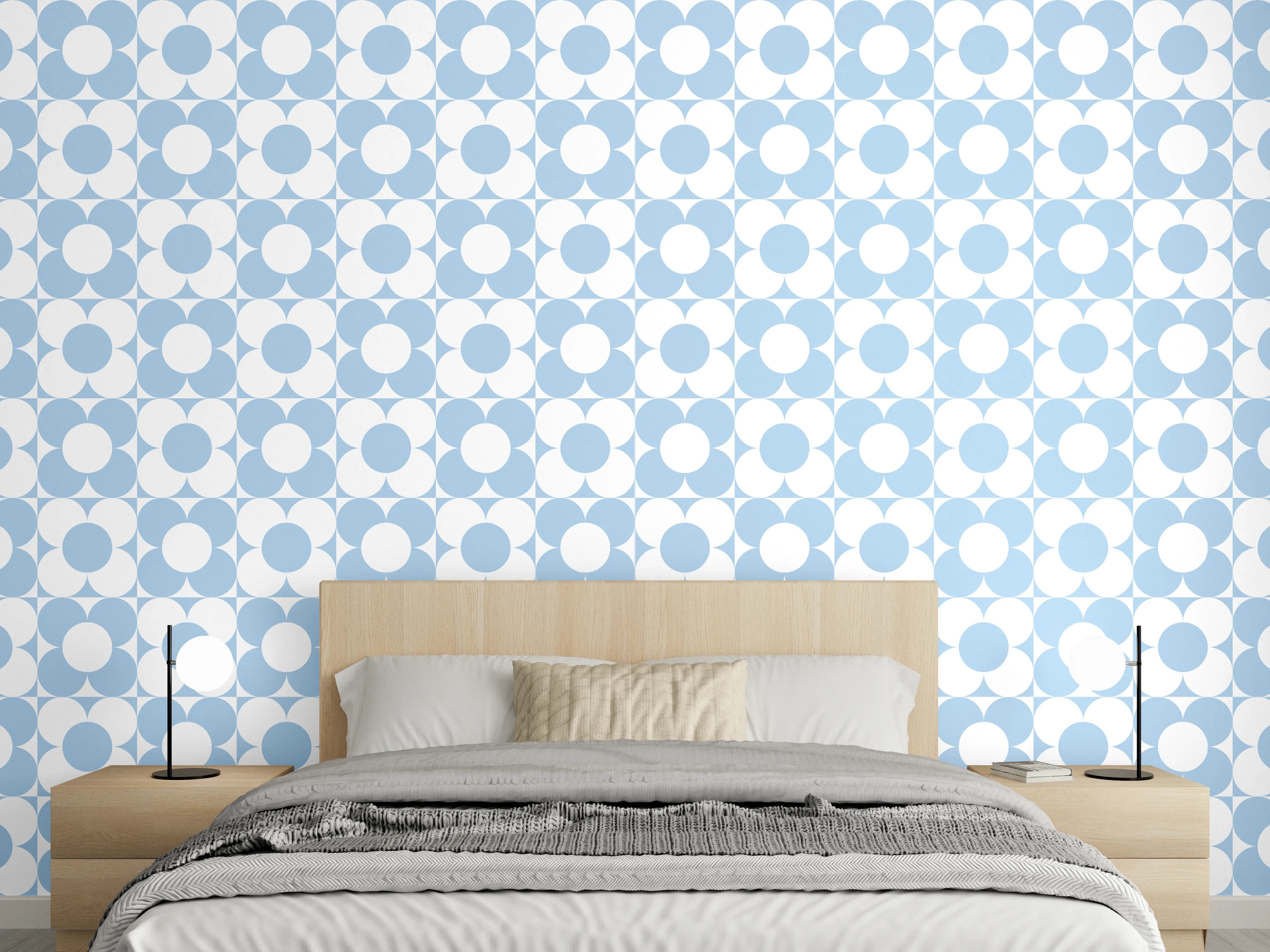 Wandverkleidung Schlafzimmer - Moderne blauer und weißer Musterhintergrund