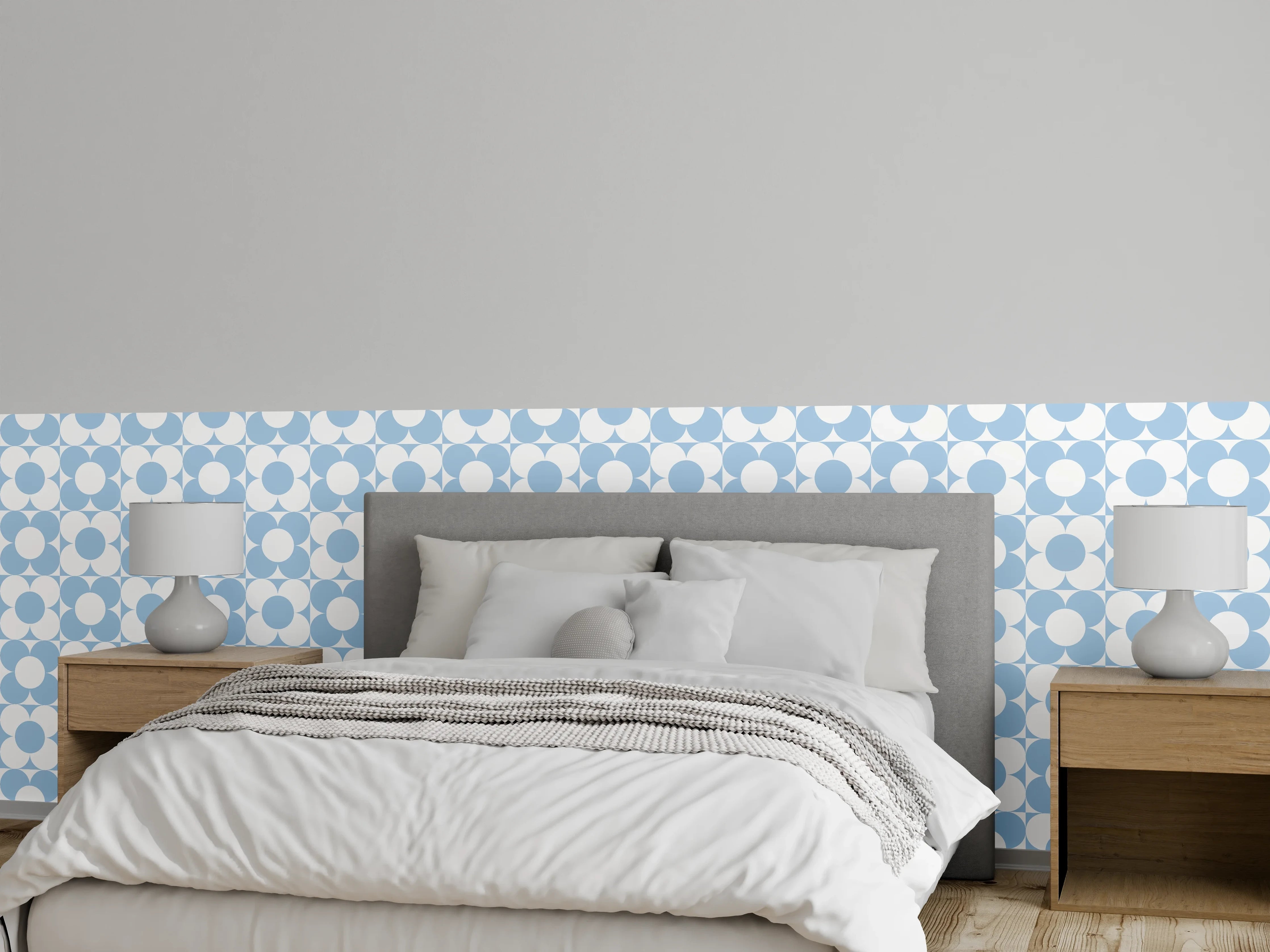Wandverkleidung Schlafzimmer - Moderne blauer und weißer Musterhintergrund