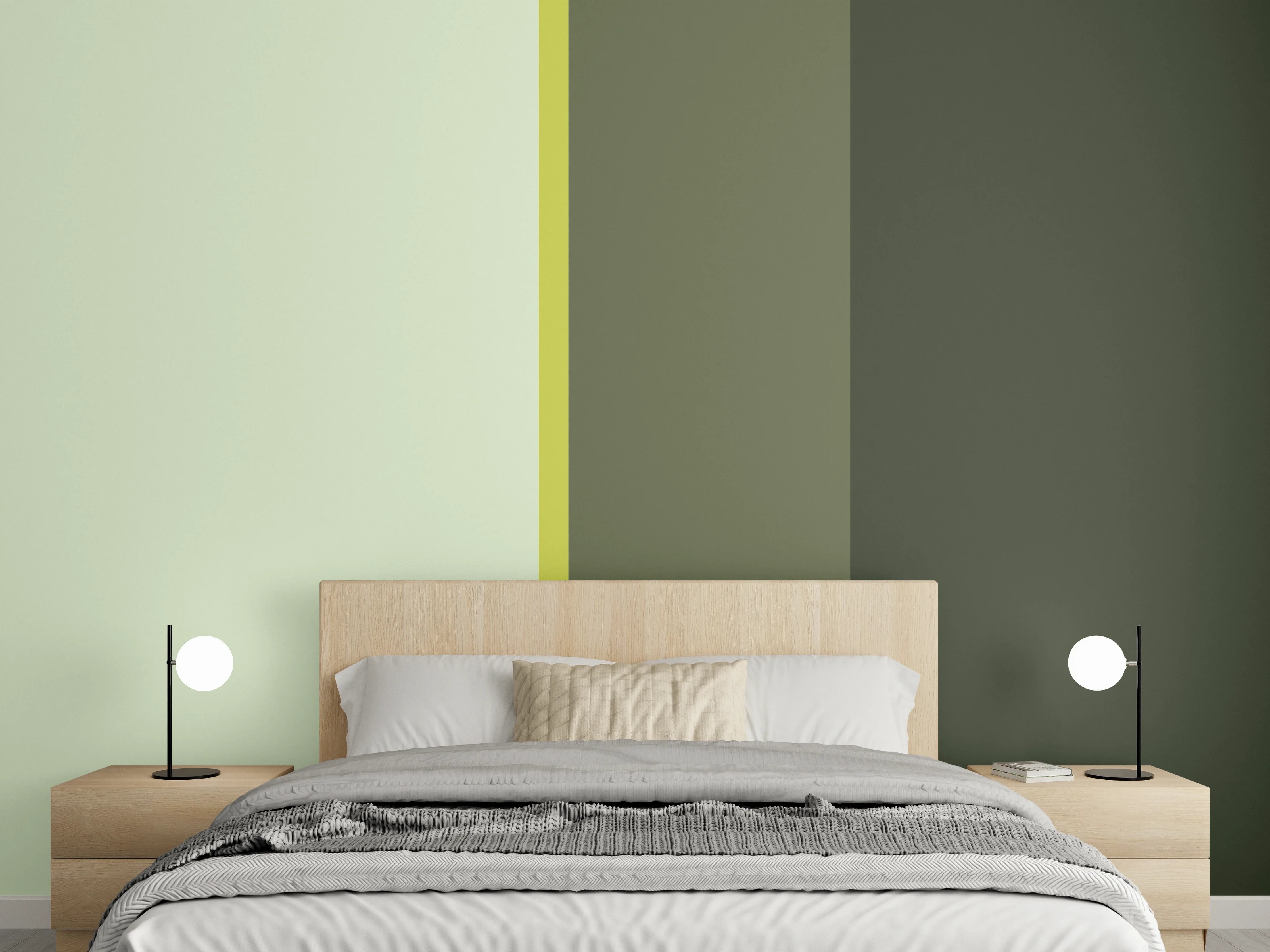 Wandverkleidung Schlafzimmer - Moderne geometrische Farbflächen Wandbild