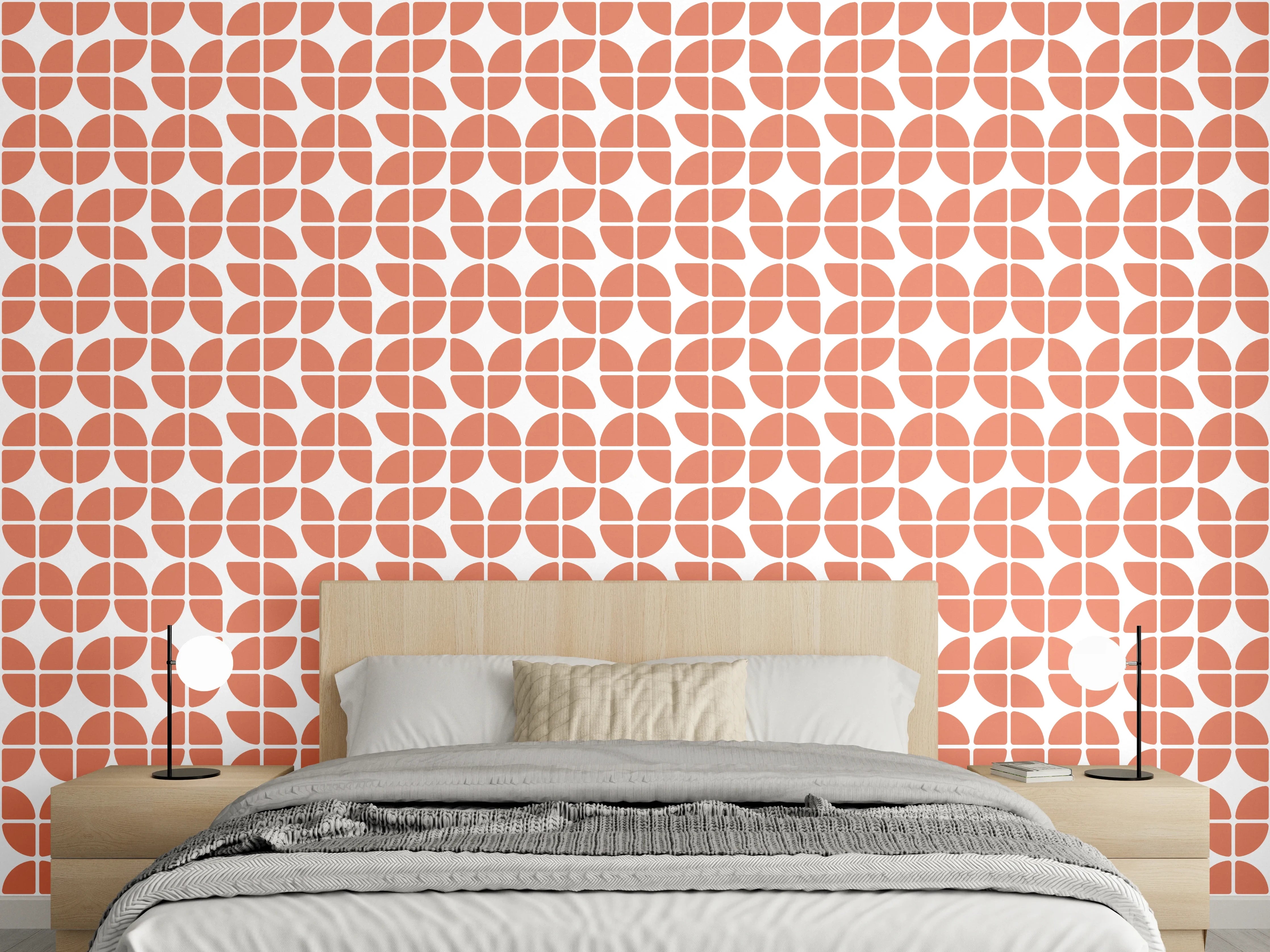 Wandverkleidung Schlafzimmer - Moderne geometrische Muster in warmen Terrakottatönen