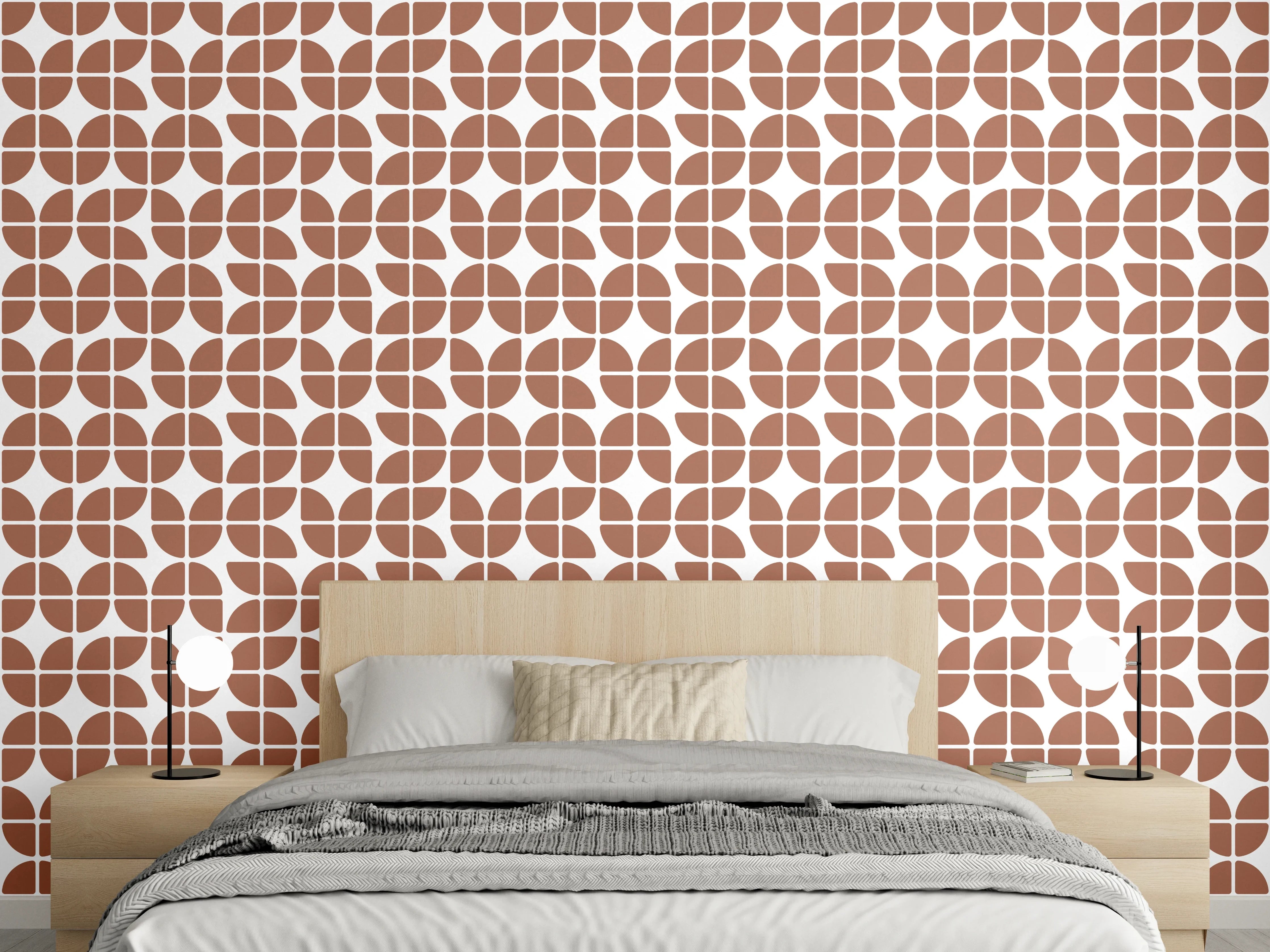 Wandverkleidung Schlafzimmer - Moderne geometrische Wandgestaltung in warmen Brauntönen