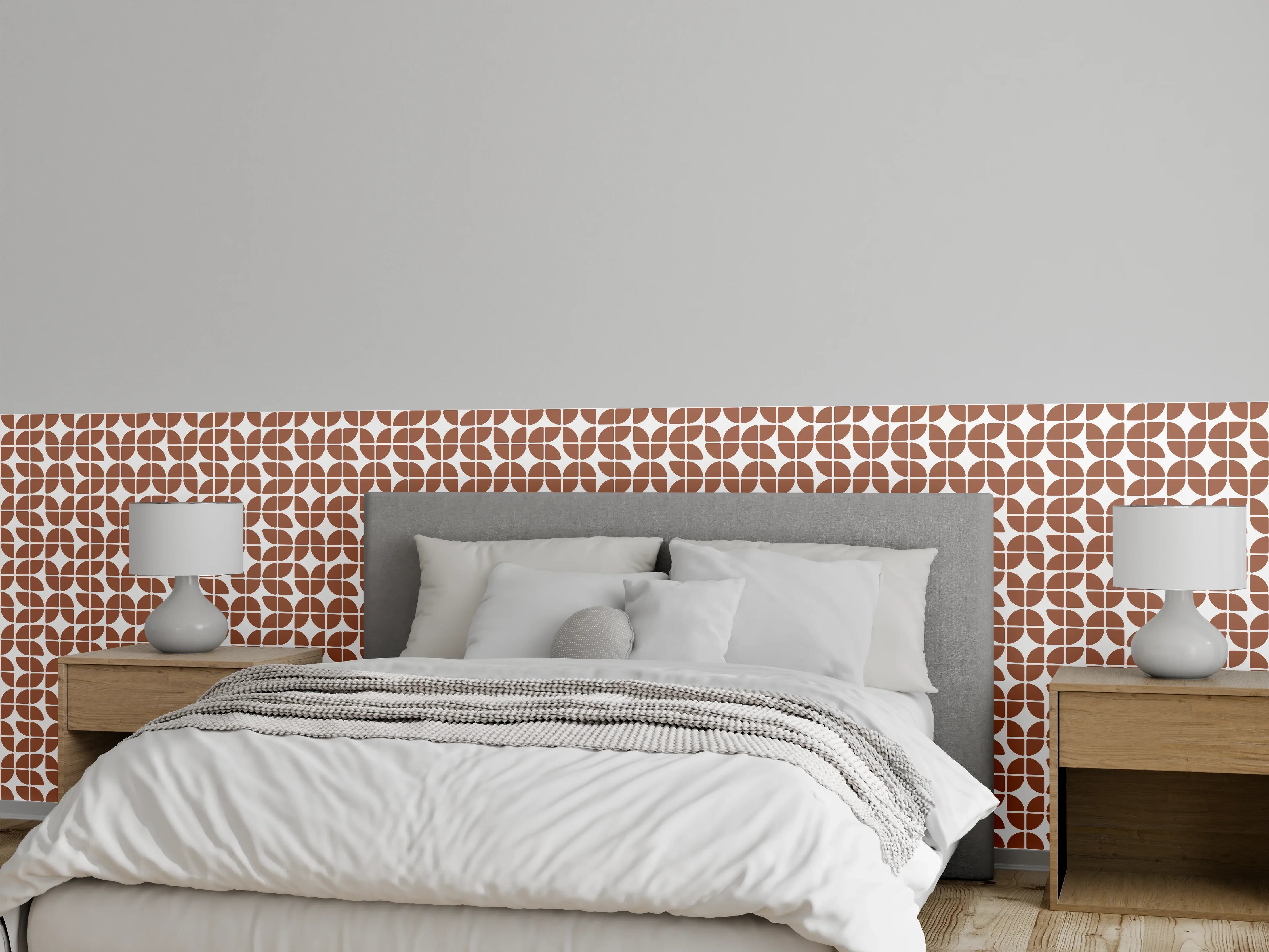 Wandverkleidung Schlafzimmer - Moderne geometrische Wandgestaltung in warmen Brauntönen