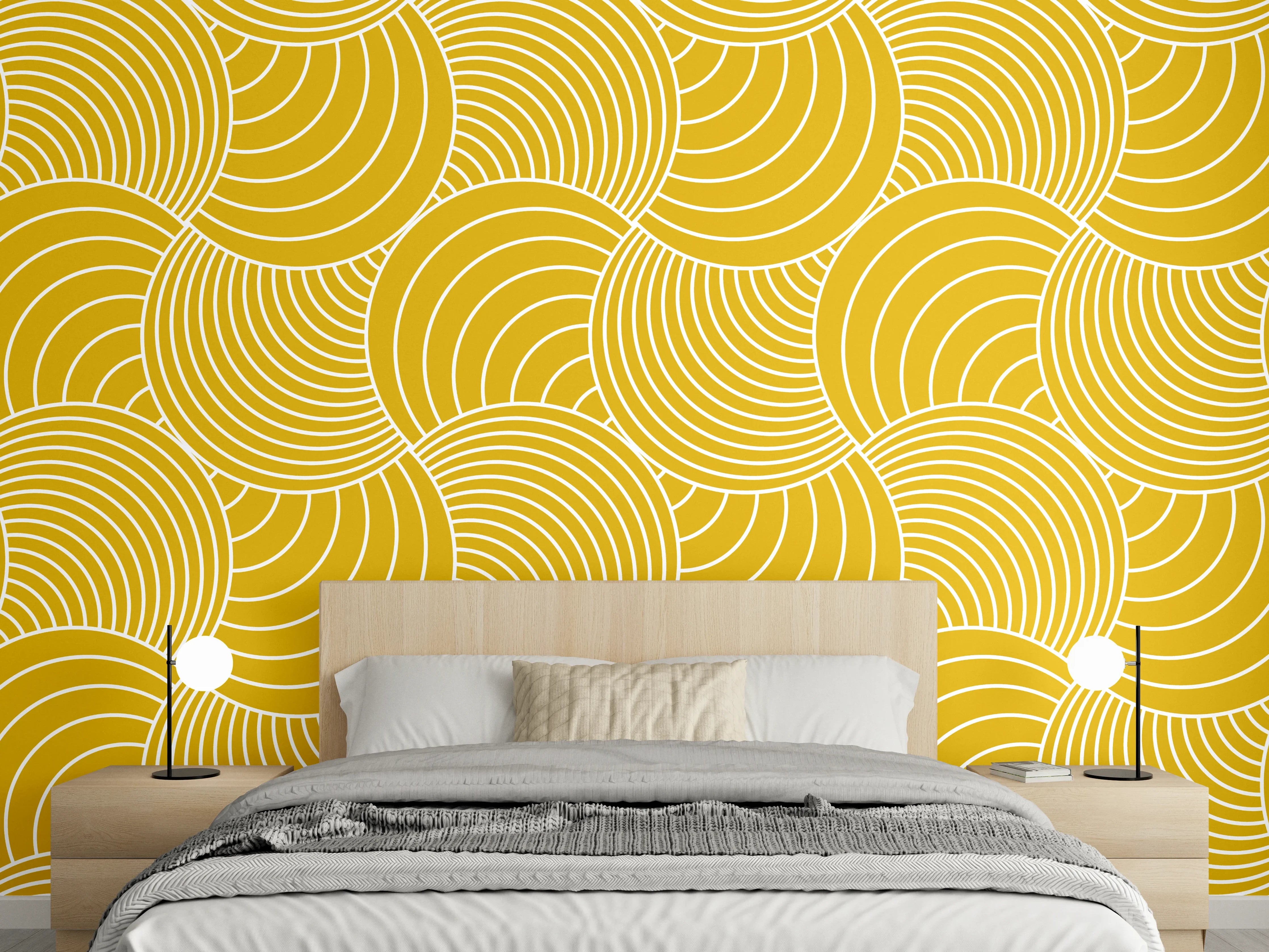 Wandverkleidung Schlafzimmer - Moderne goldene Geometrie-Wandgestaltung