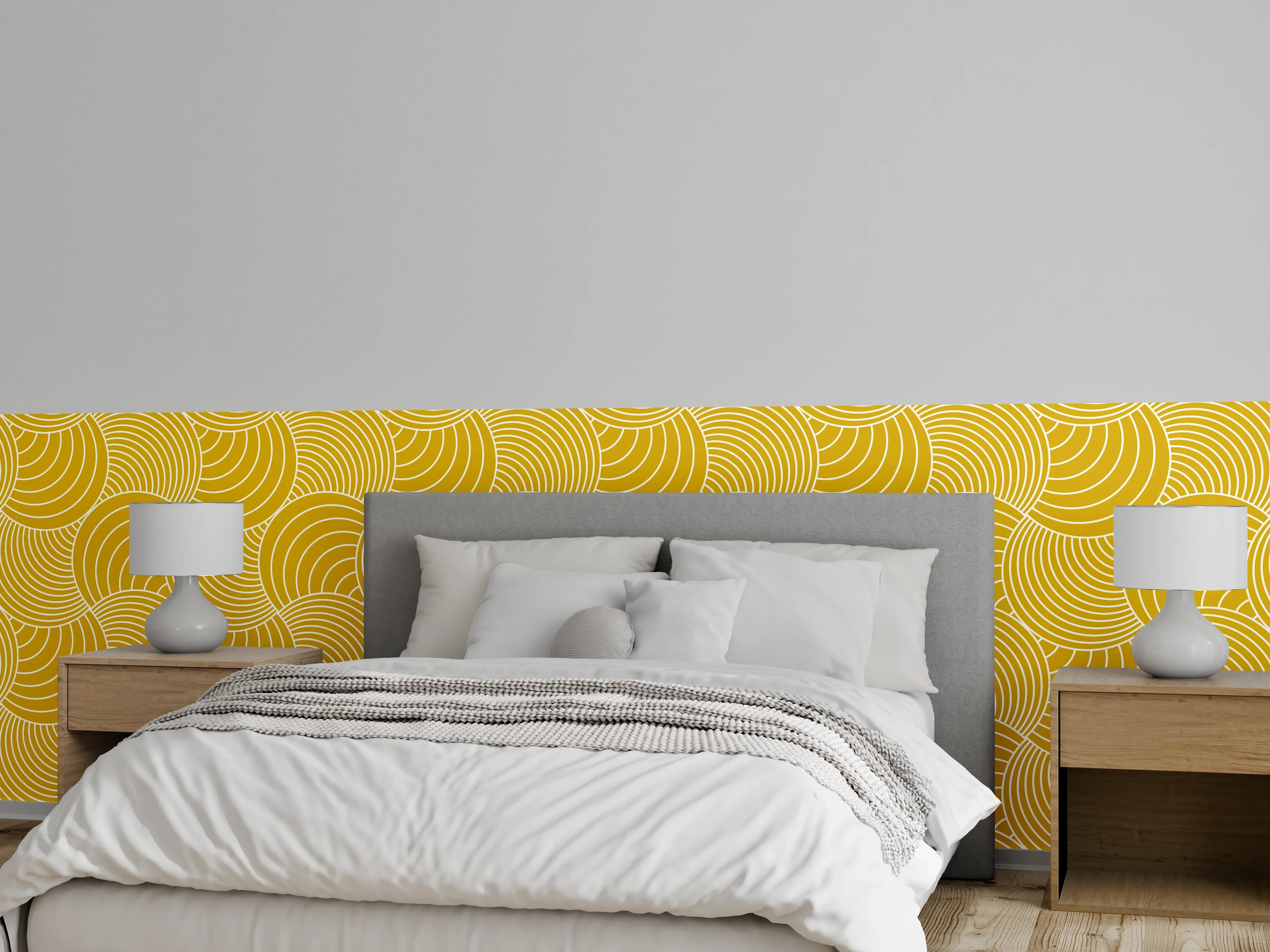 Wandverkleidung Schlafzimmer - Moderne goldene Geometrie-Wandgestaltung