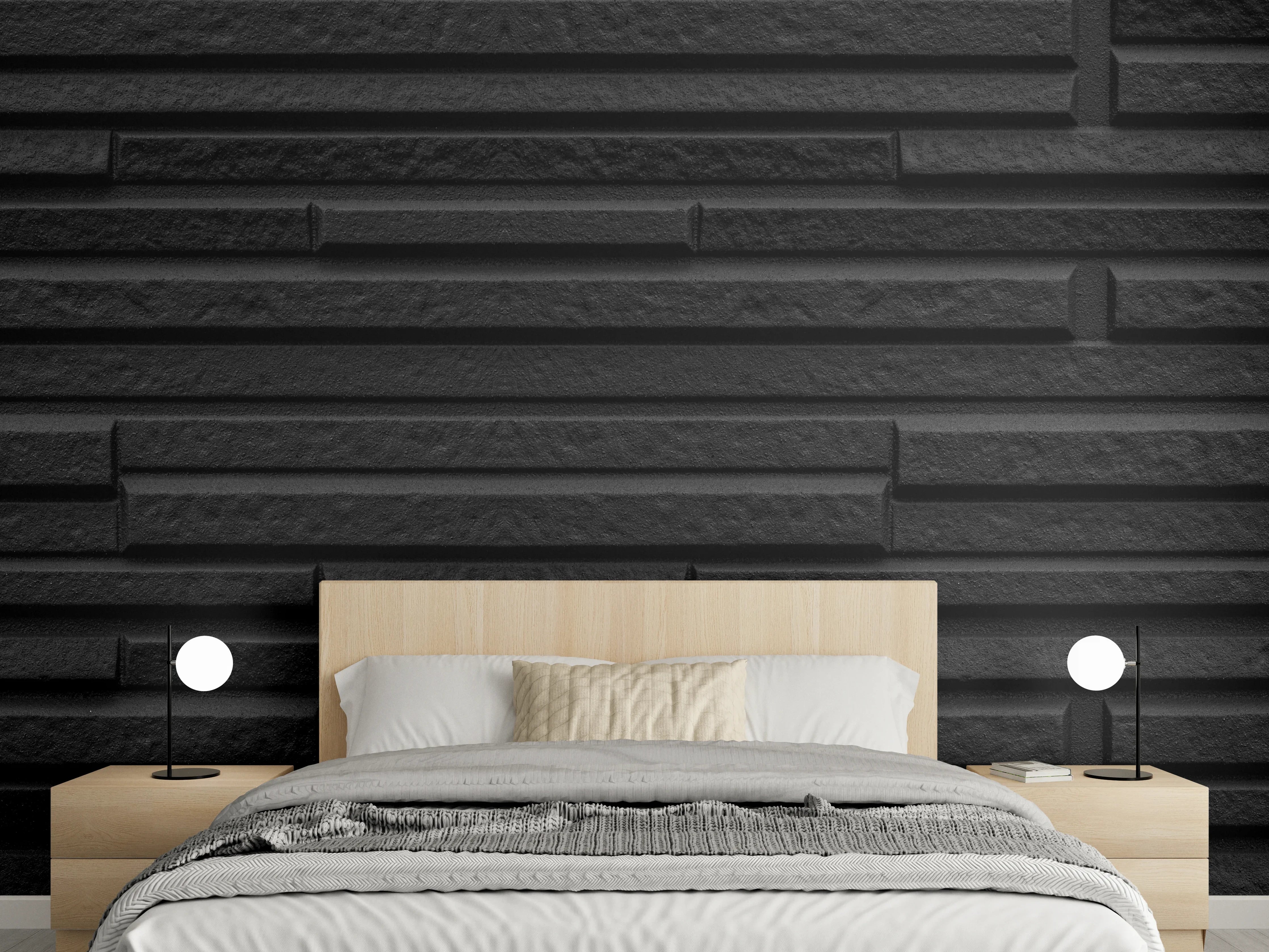 Wandverkleidung Schlafzimmer - Moderne schwarze Steindwand