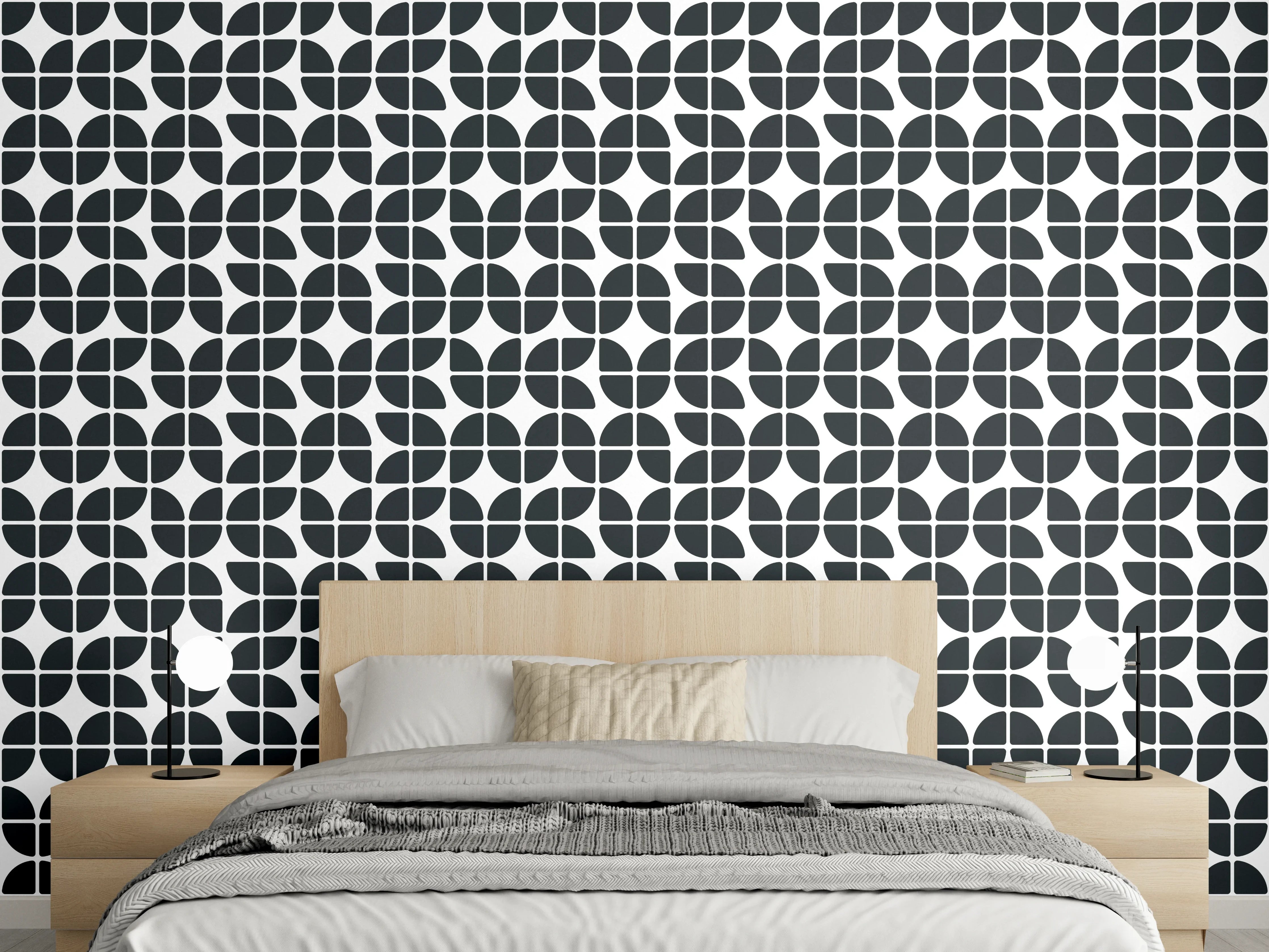 Wandverkleidung Schlafzimmer - Moderne schwarze geometrische Fliesen