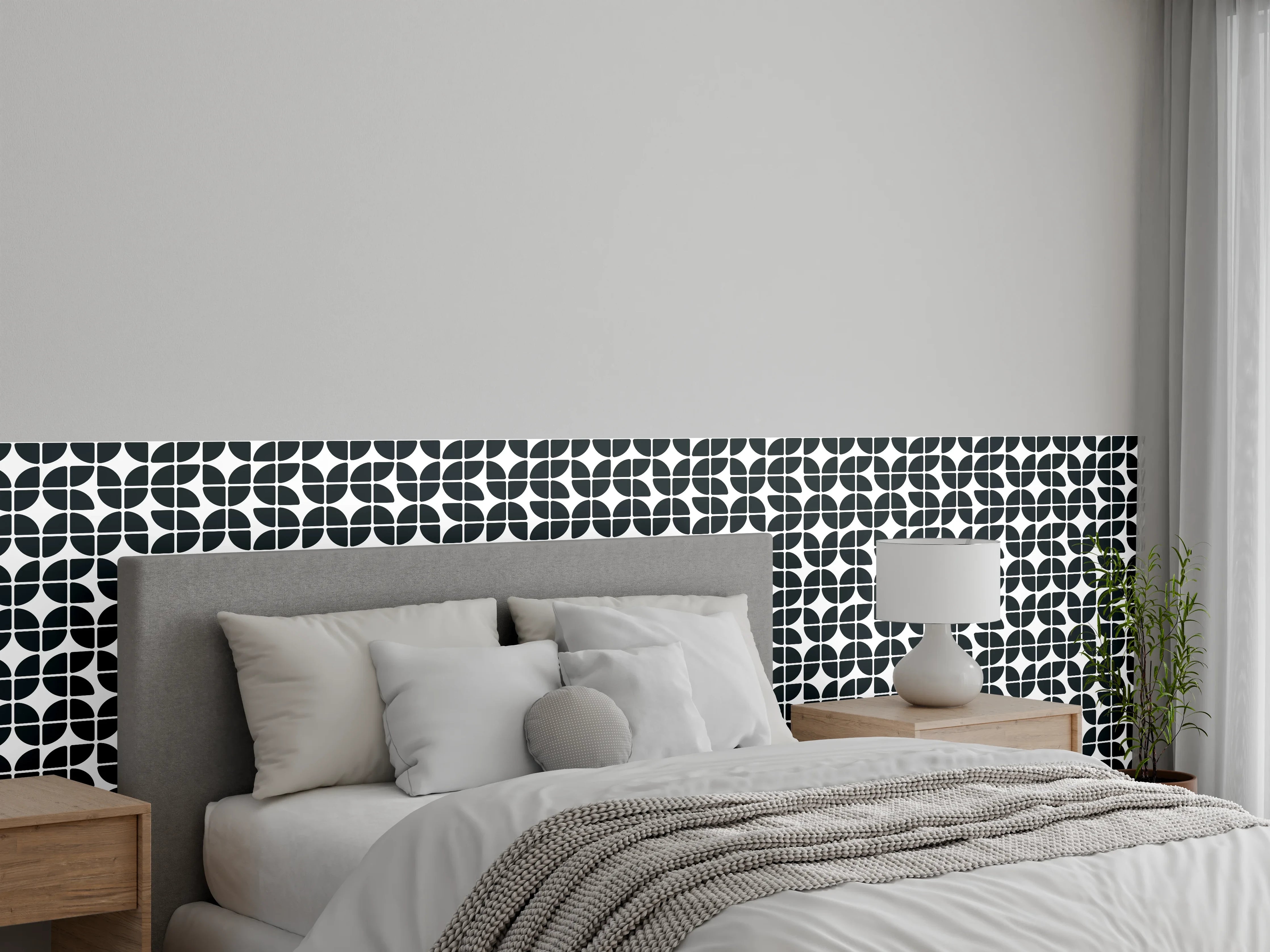 Wandverkleidung Schlafzimmer - Moderne schwarze geometrische Fliesen