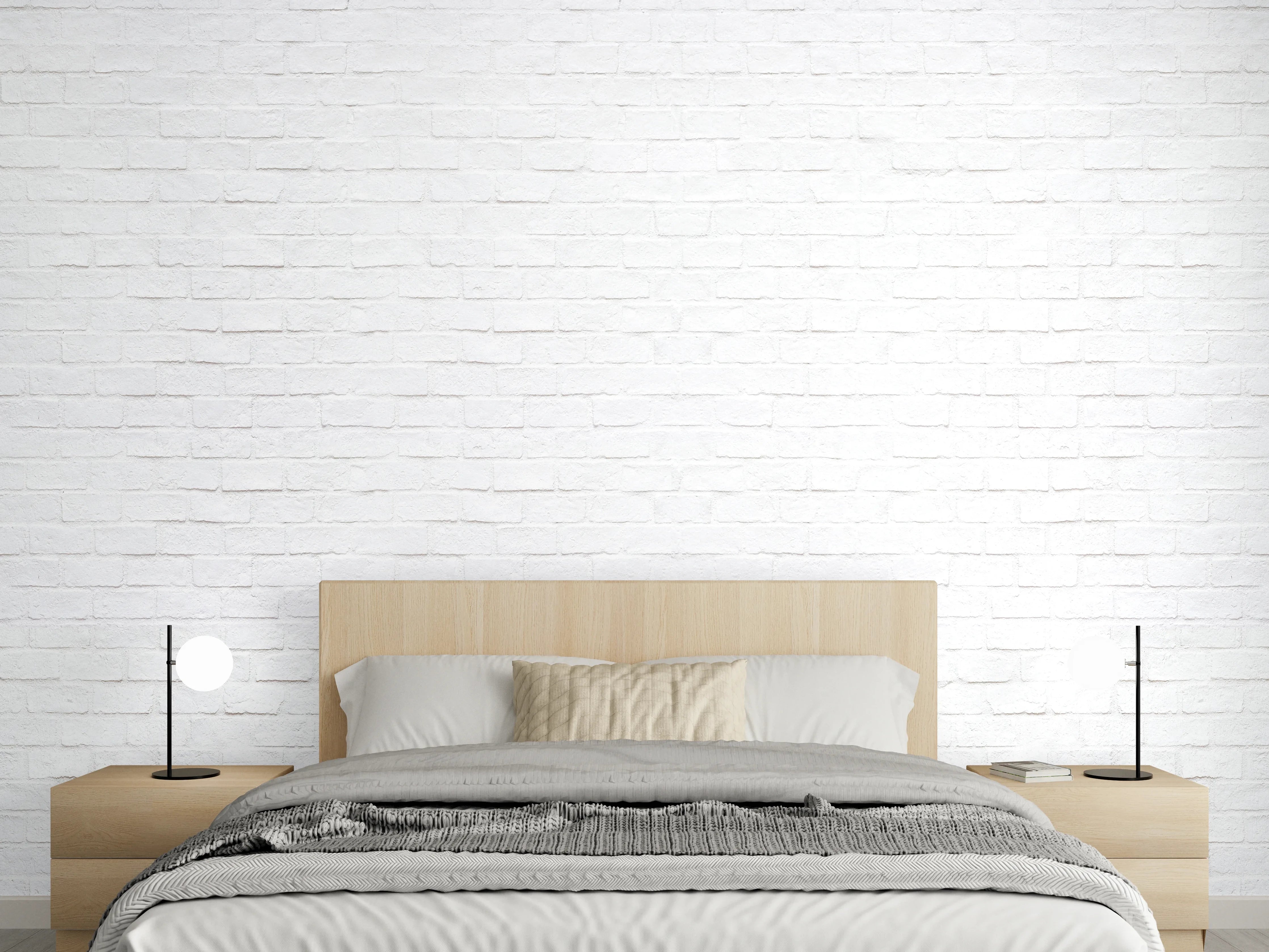 Wandverkleidung Schlafzimmer - Moderne weiße Backsteinmauer 1