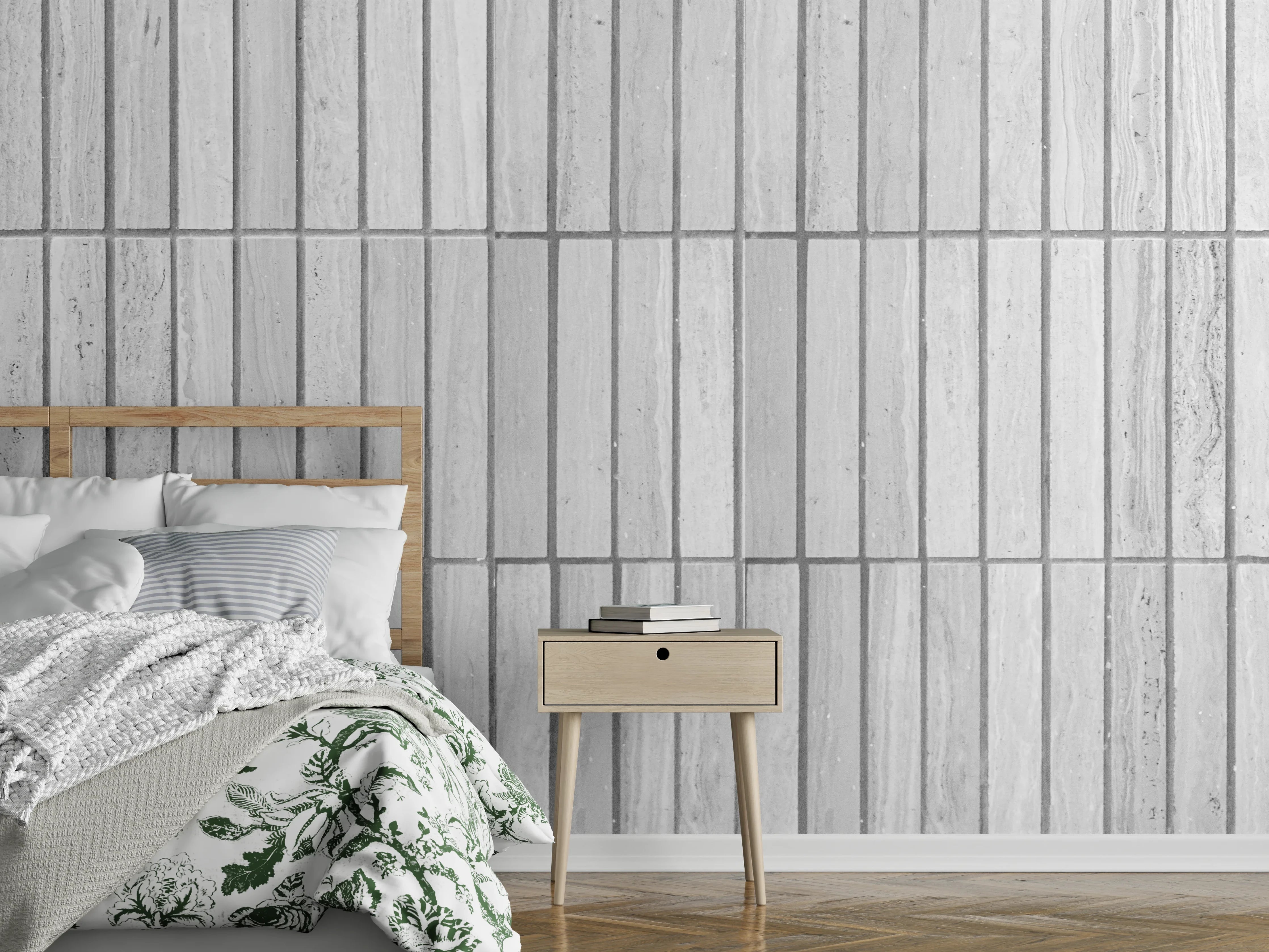 Wandverkleidung Schlafzimmer - Moderne weiße Backsteinmauer 2