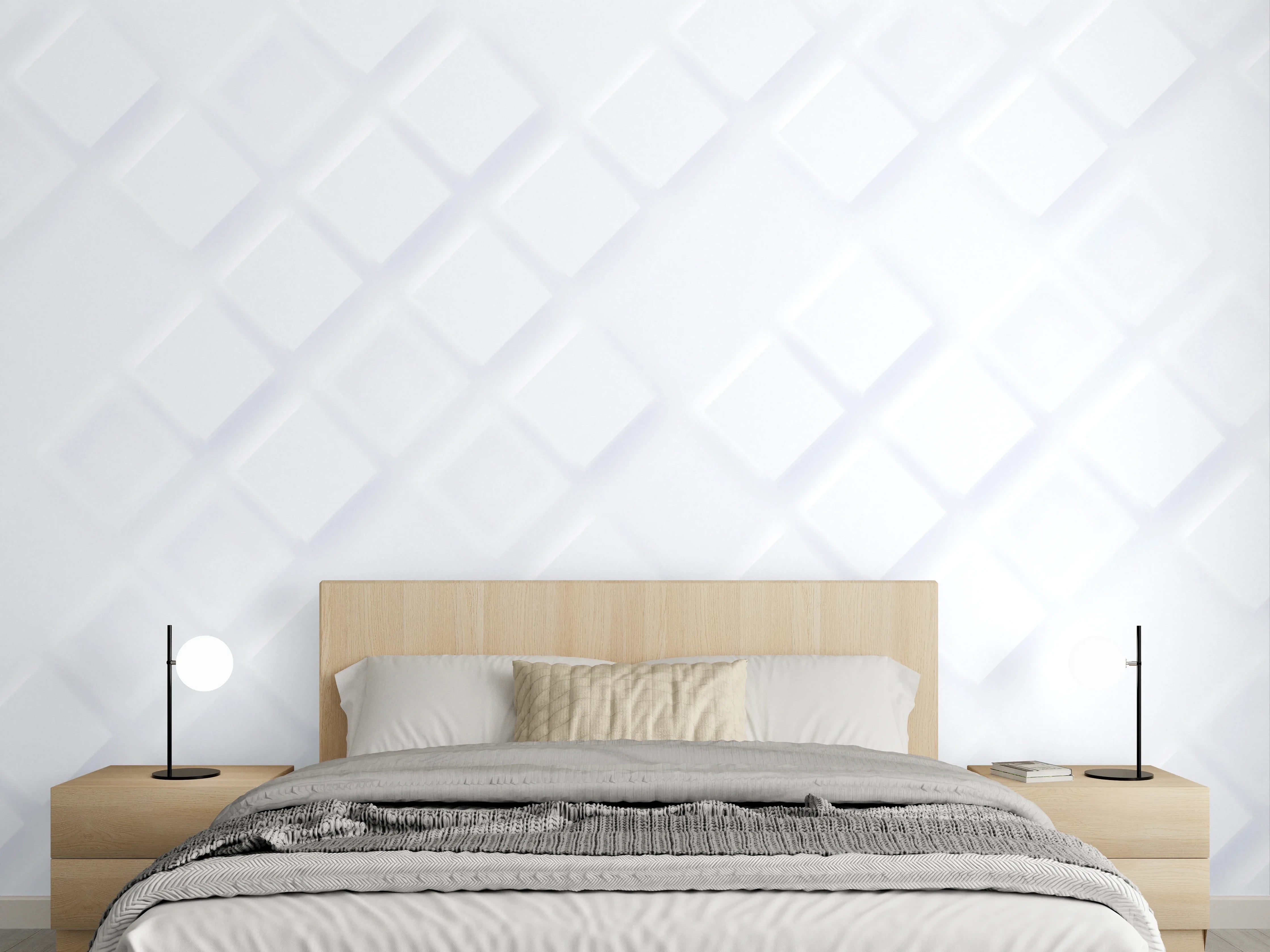 Wandverkleidung Schlafzimmer - Moderne weiße Wandfliese mit 3D-Effekt