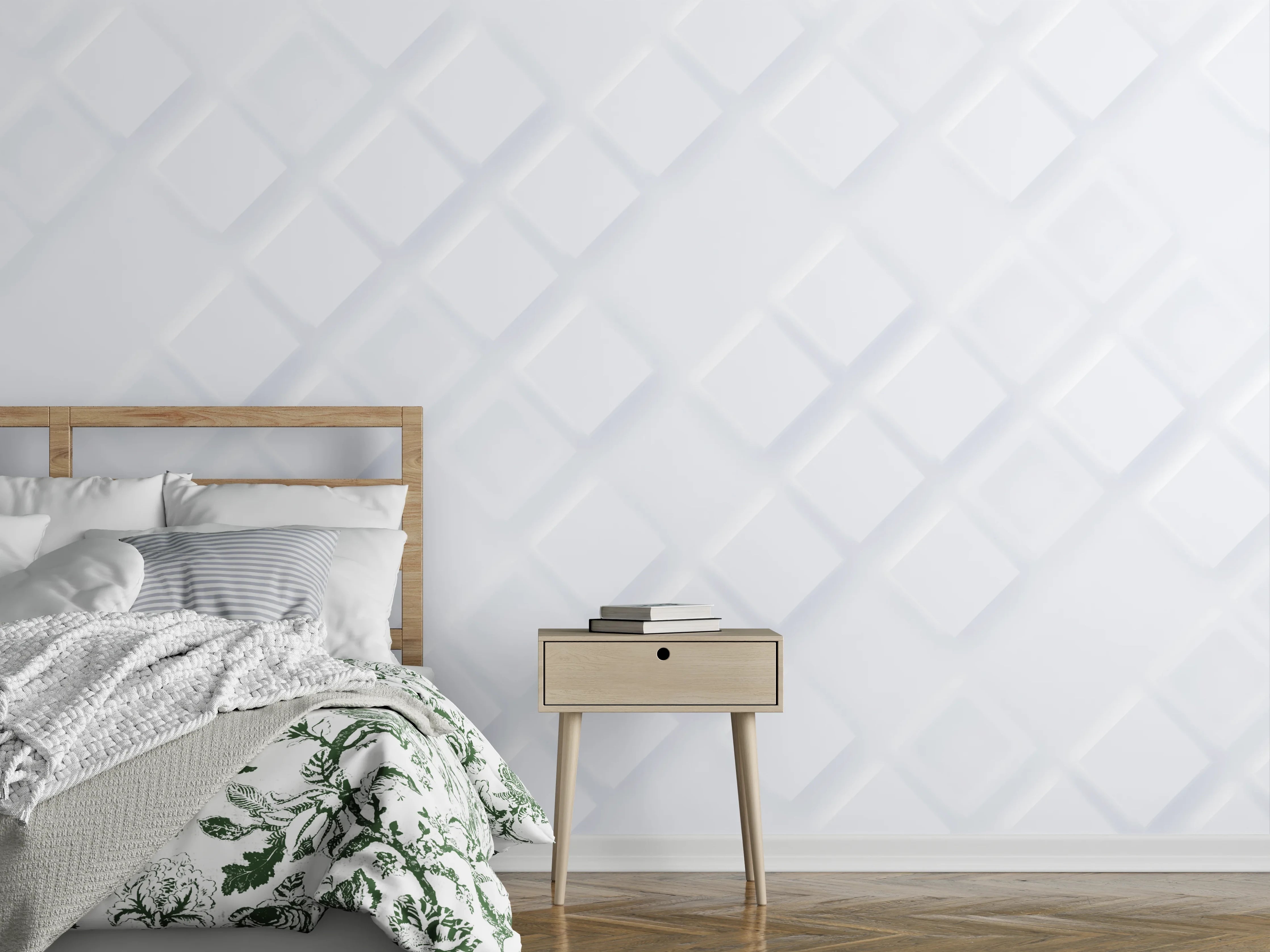 Wandverkleidung Schlafzimmer - Moderne weiße Wandfliese mit 3D-Effekt