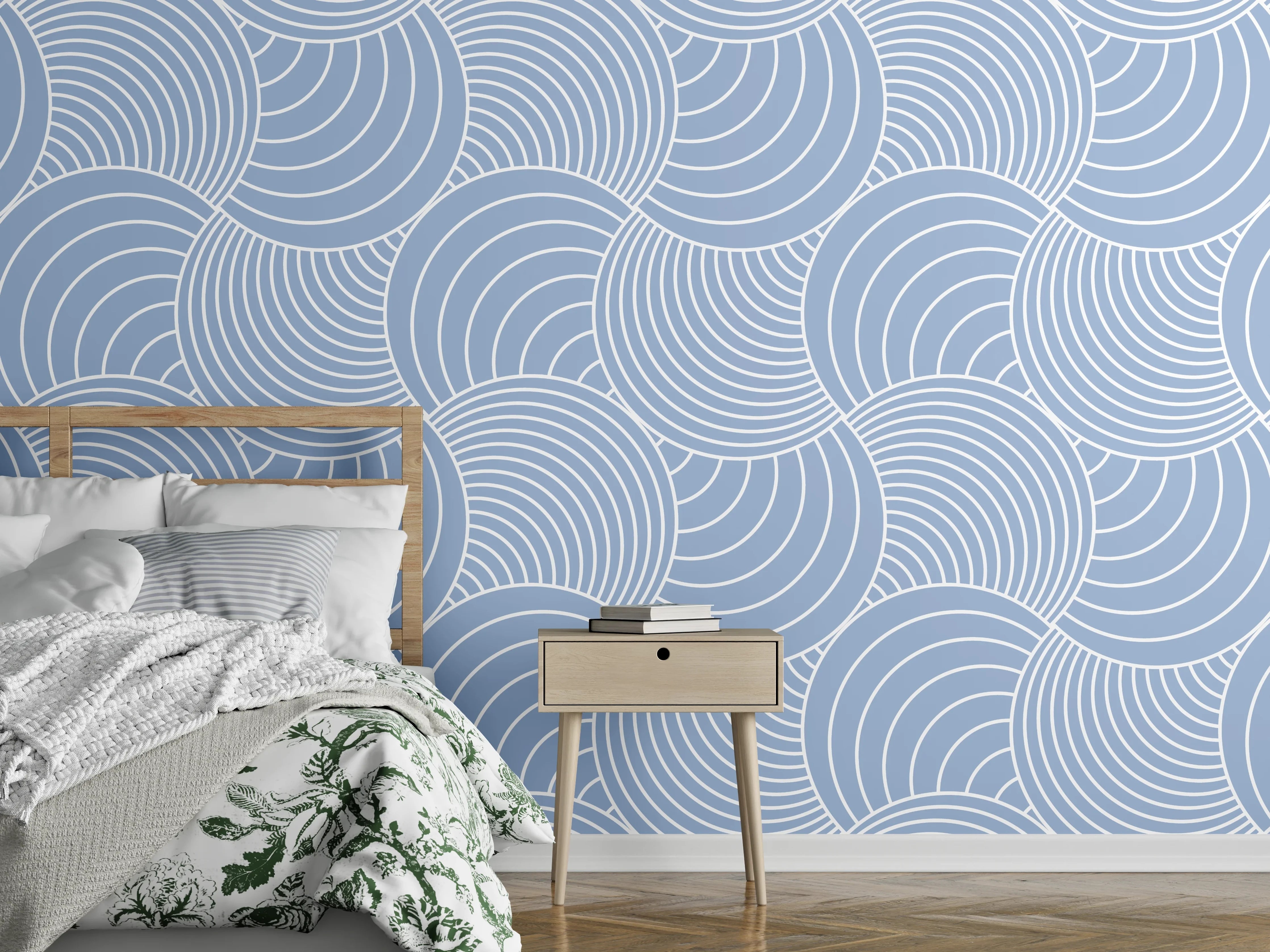 Wandverkleidung Schlafzimmer - Moderner, blauer Musterhintergrund