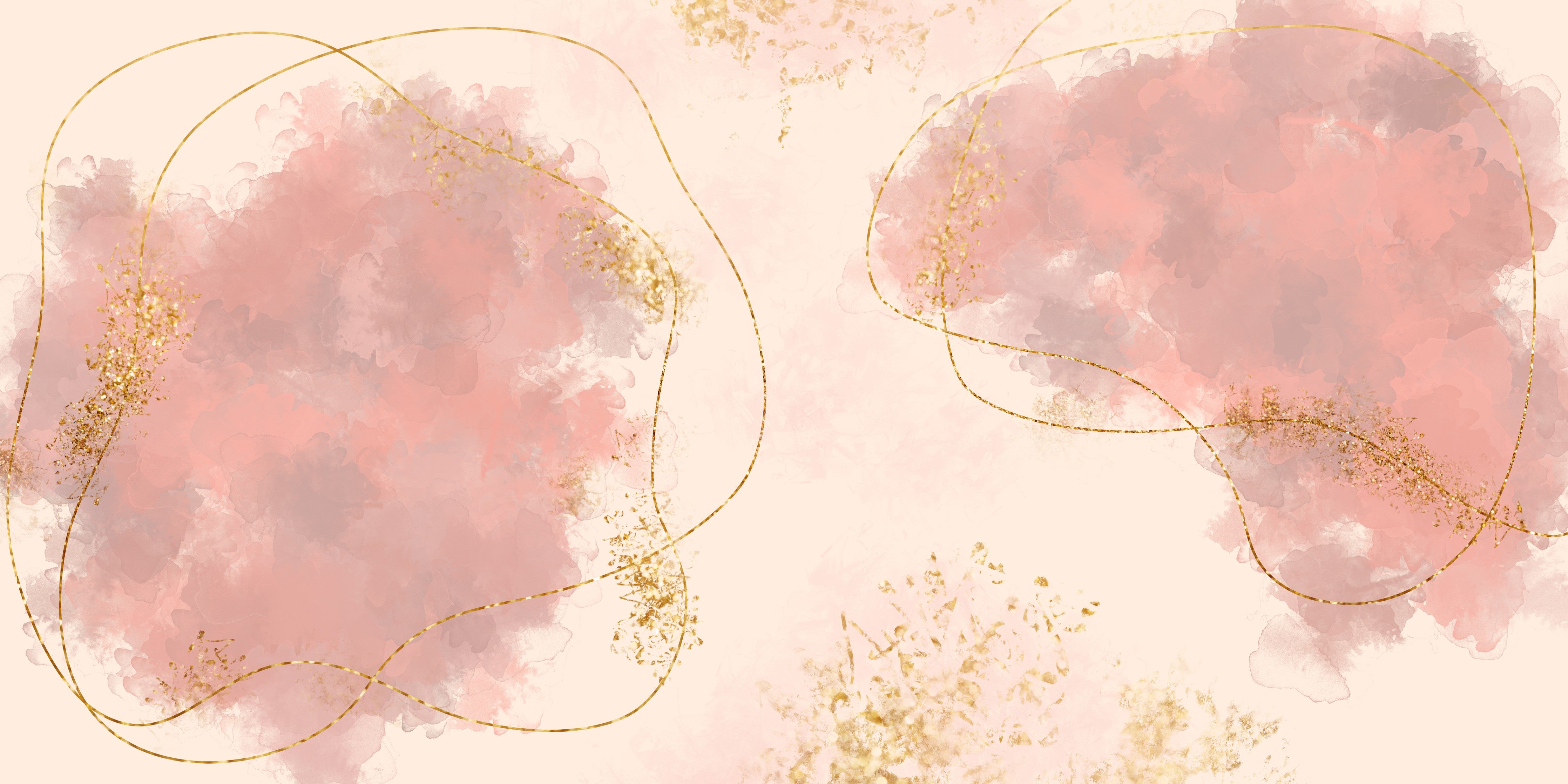 Wandverkleidung Schlafzimmer-Modernes Aquarell Rosa Gold Marmor