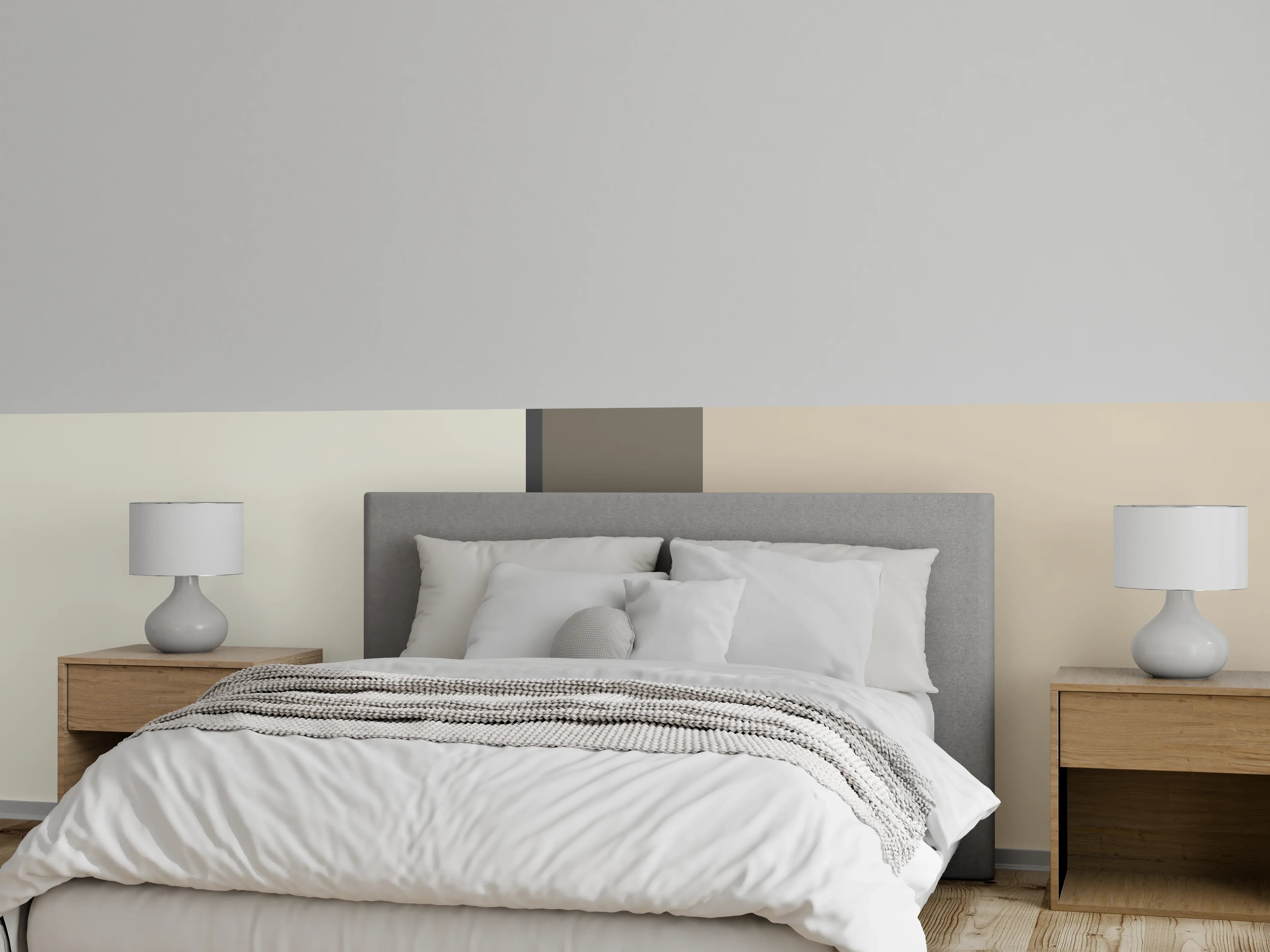 Wandverkleidung Schlafzimmer - Modernes Beige-Grau Wanddesign