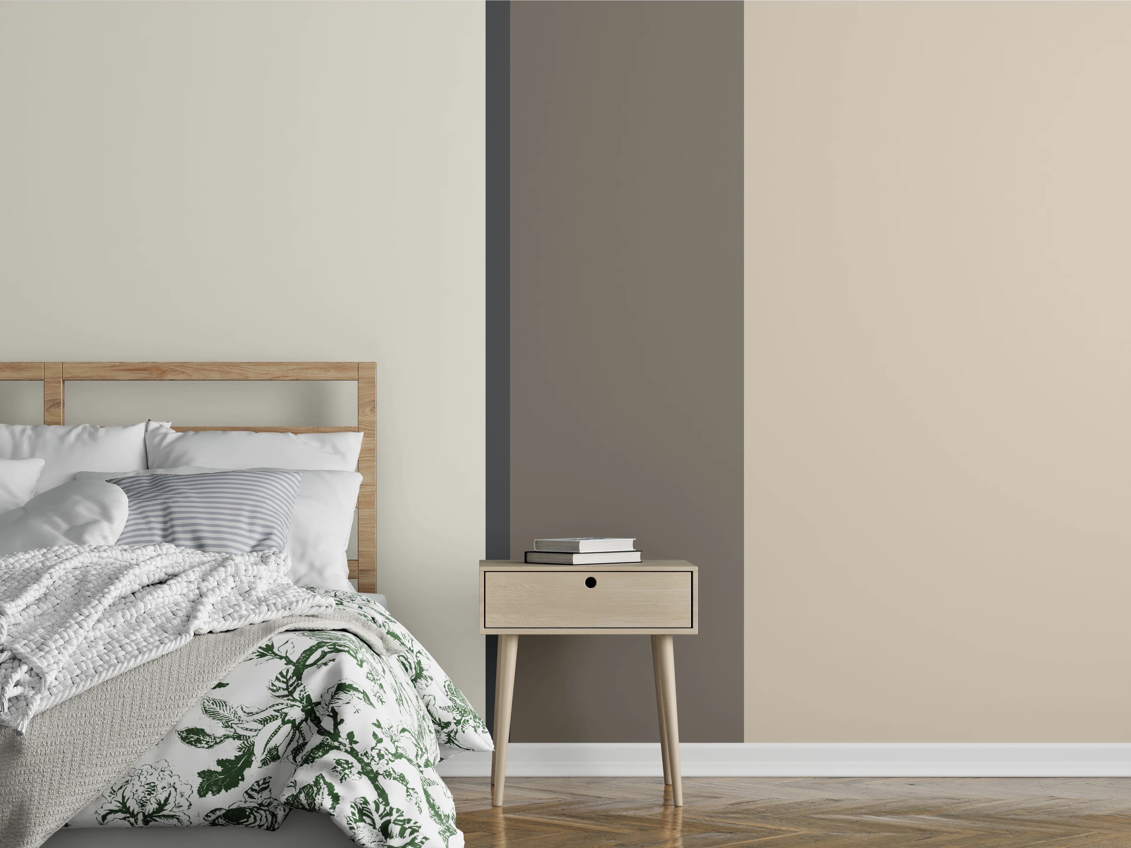 Wandverkleidung Schlafzimmer - Modernes Beige-Grau Wanddesign