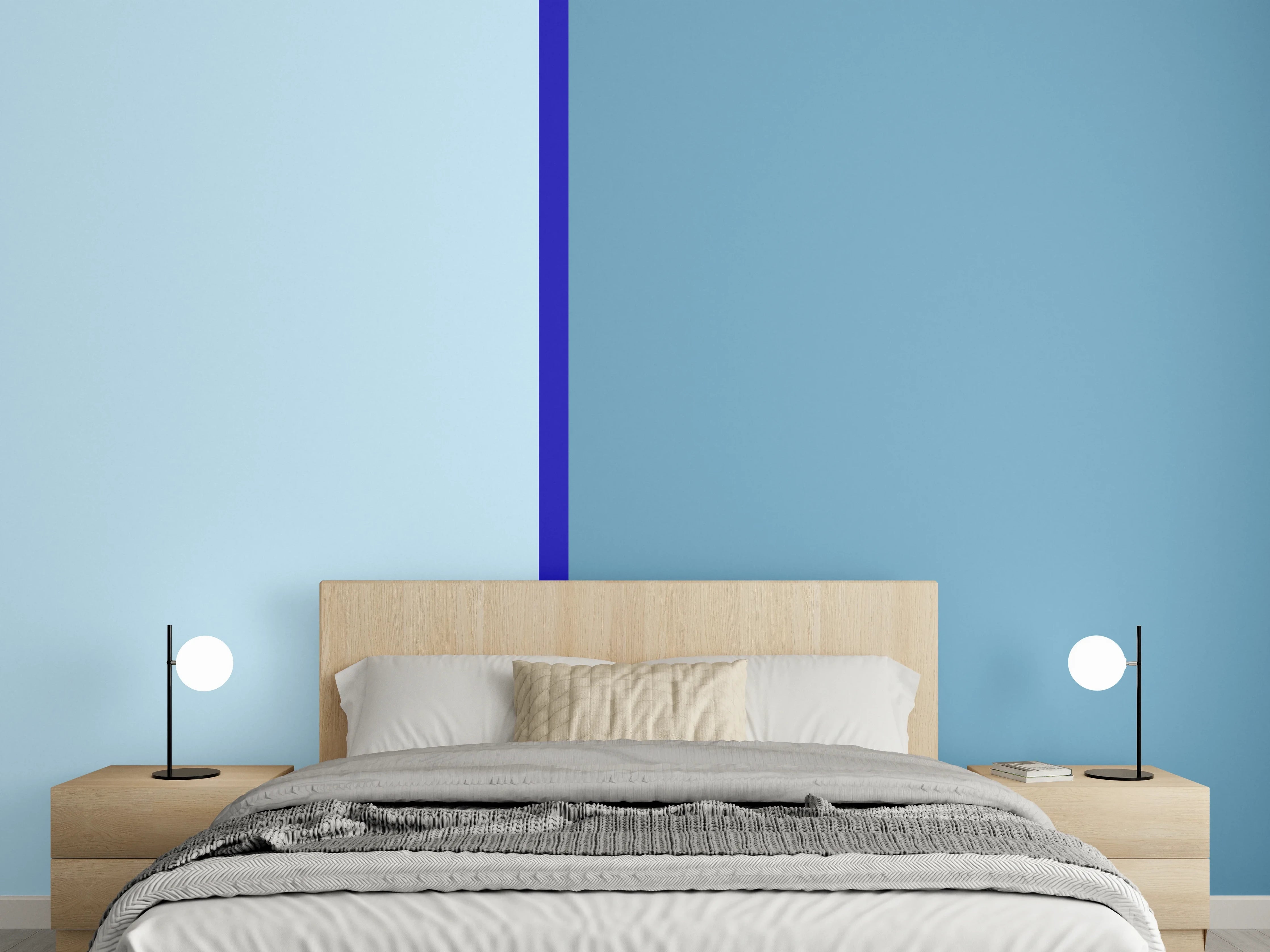 Wandverkleidung Schlafzimmer - Modernes Blau Wanddekor