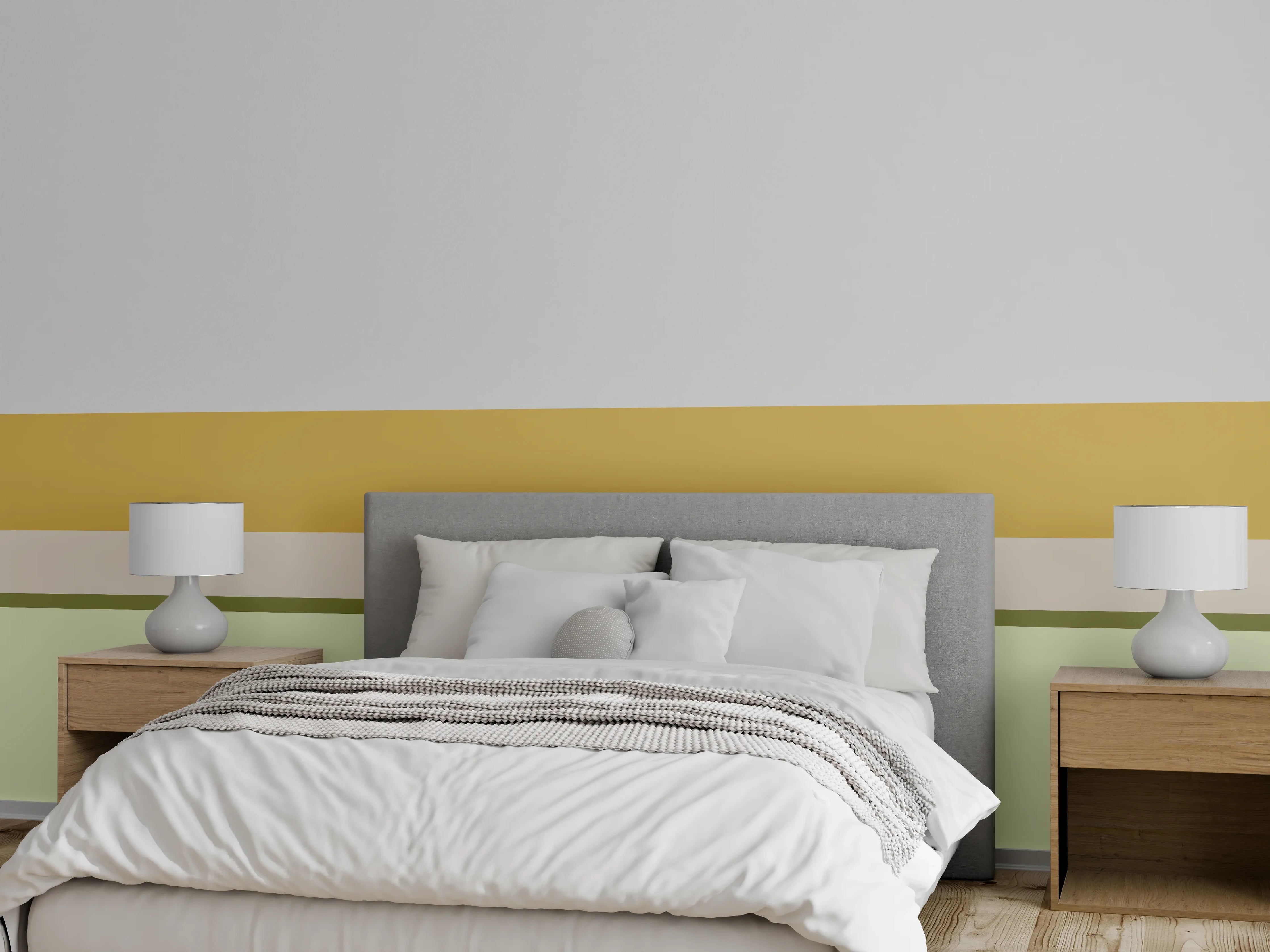 Wandverkleidung Schlafzimmer - Modernes Blockstreifen-Design Wandbild