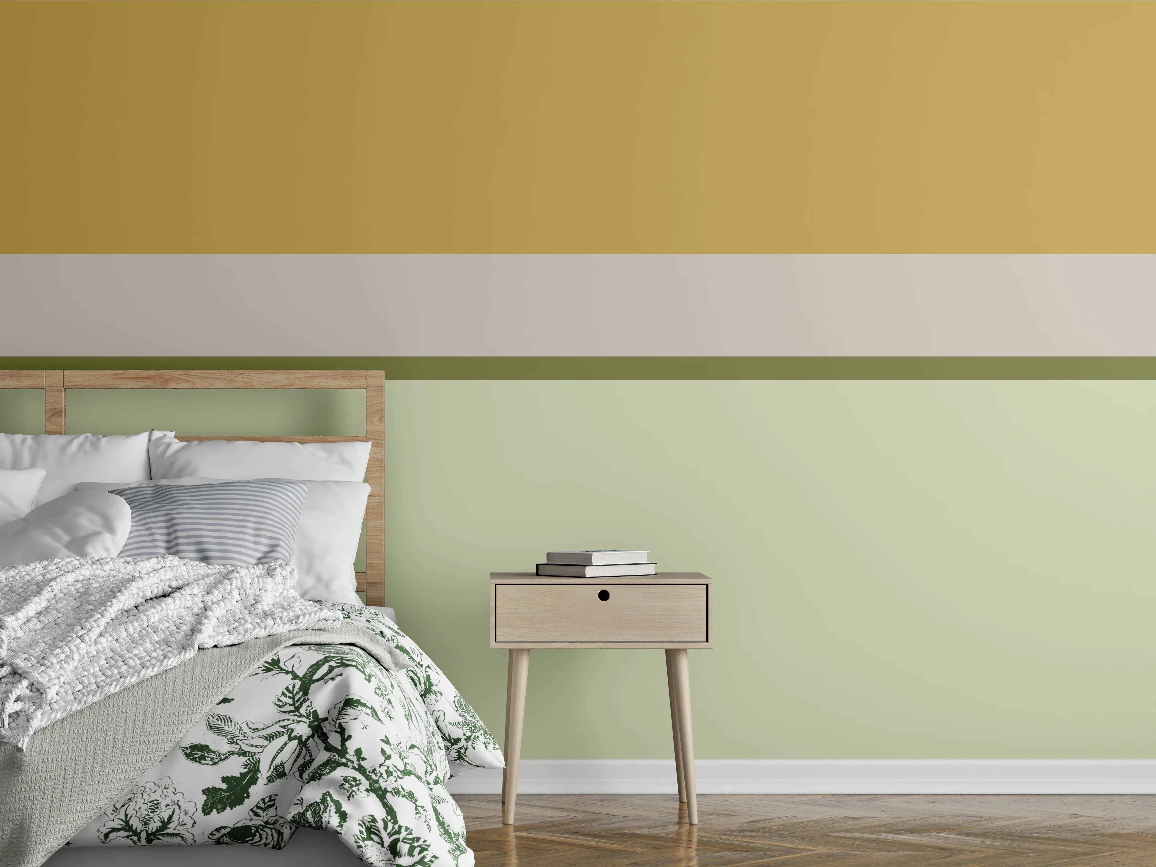 Wandverkleidung Schlafzimmer - Modernes Blockstreifen-Design Wandbild