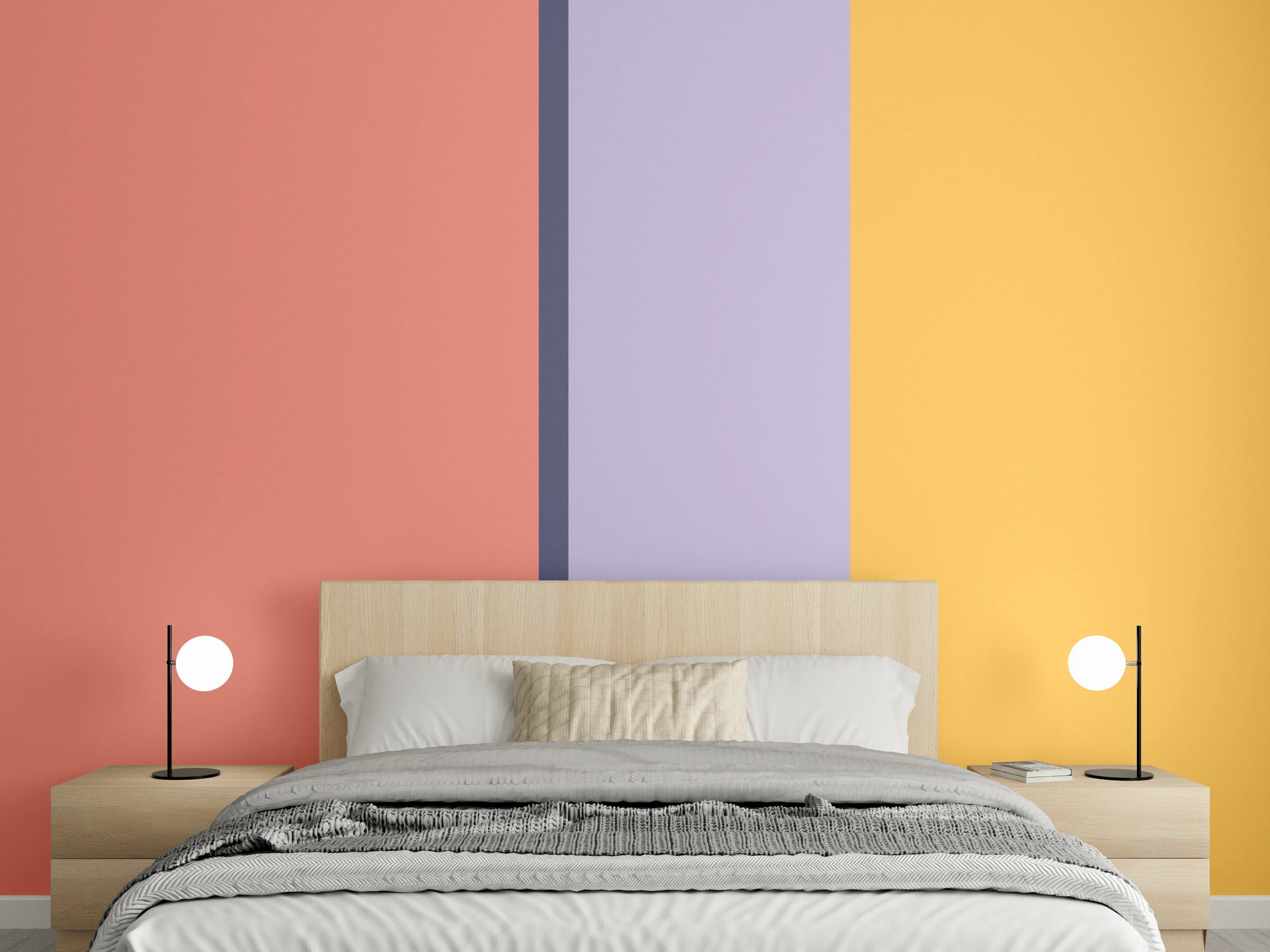 Wandverkleidung Schlafzimmer - Modernes Color-Block Wandmotiv