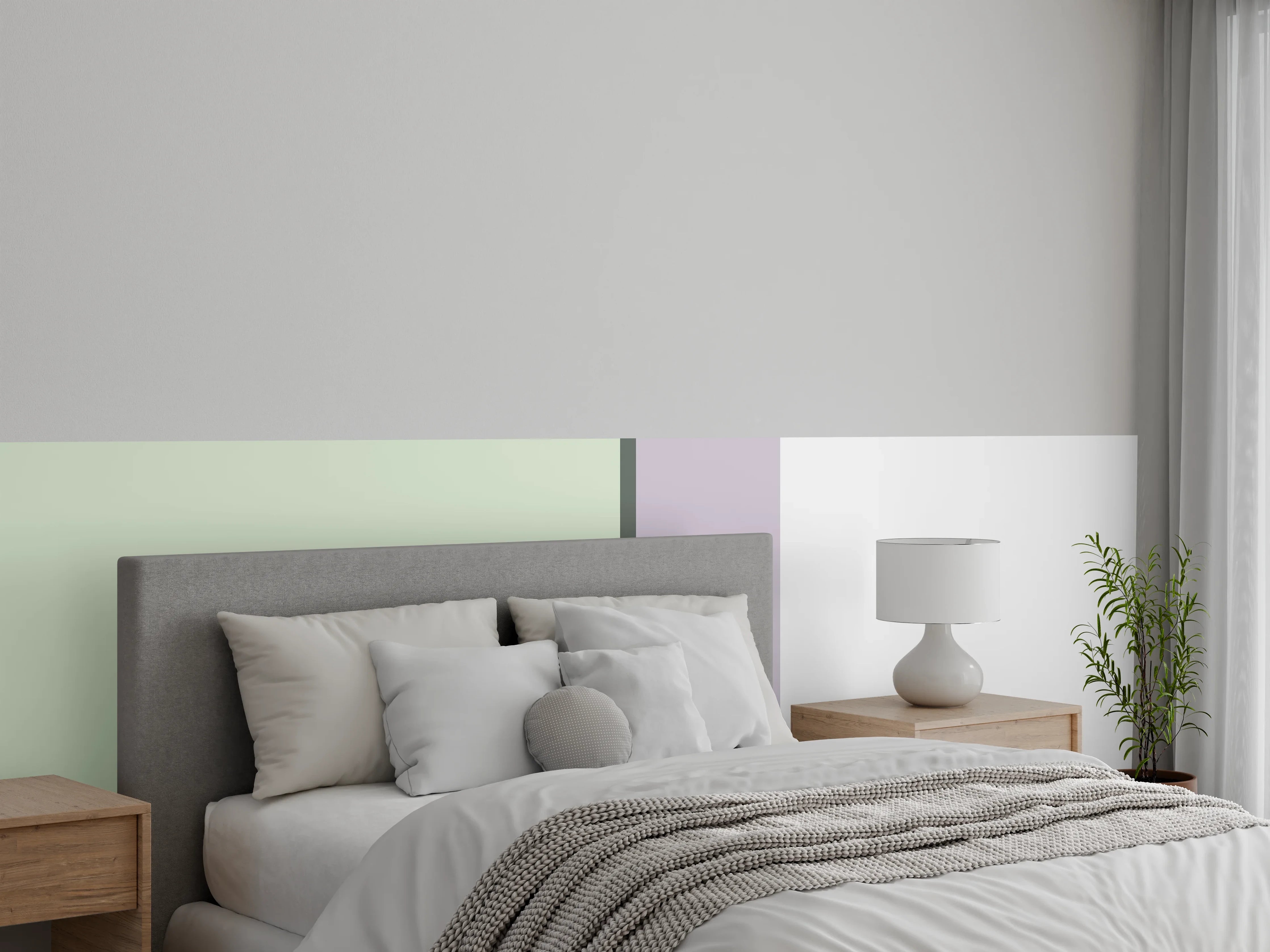 Wandverkleidung Schlafzimmer - Modernes Colorblock-Design Pastelltöne