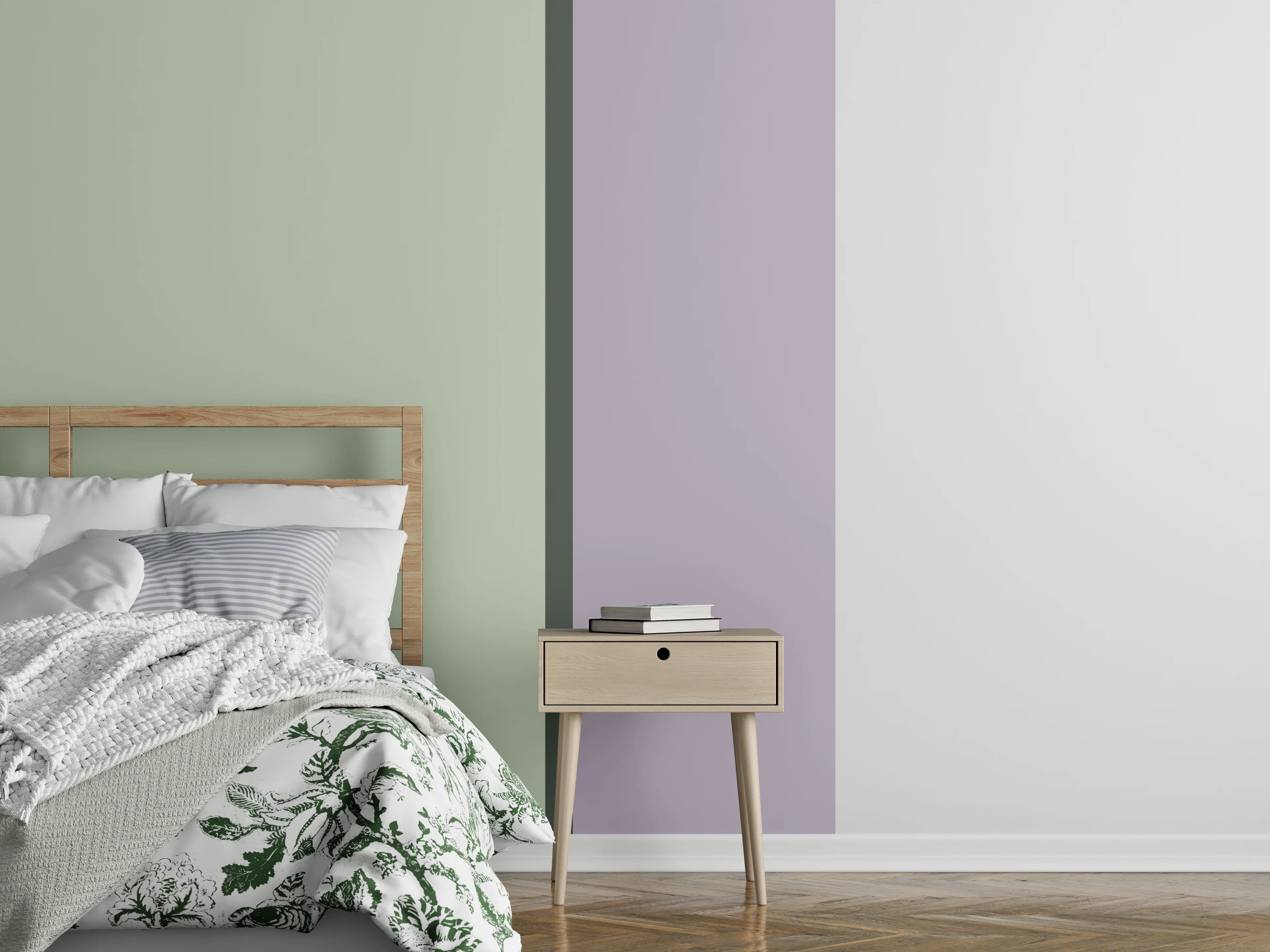 Wandverkleidung Schlafzimmer - Modernes Colorblock-Design Pastelltöne