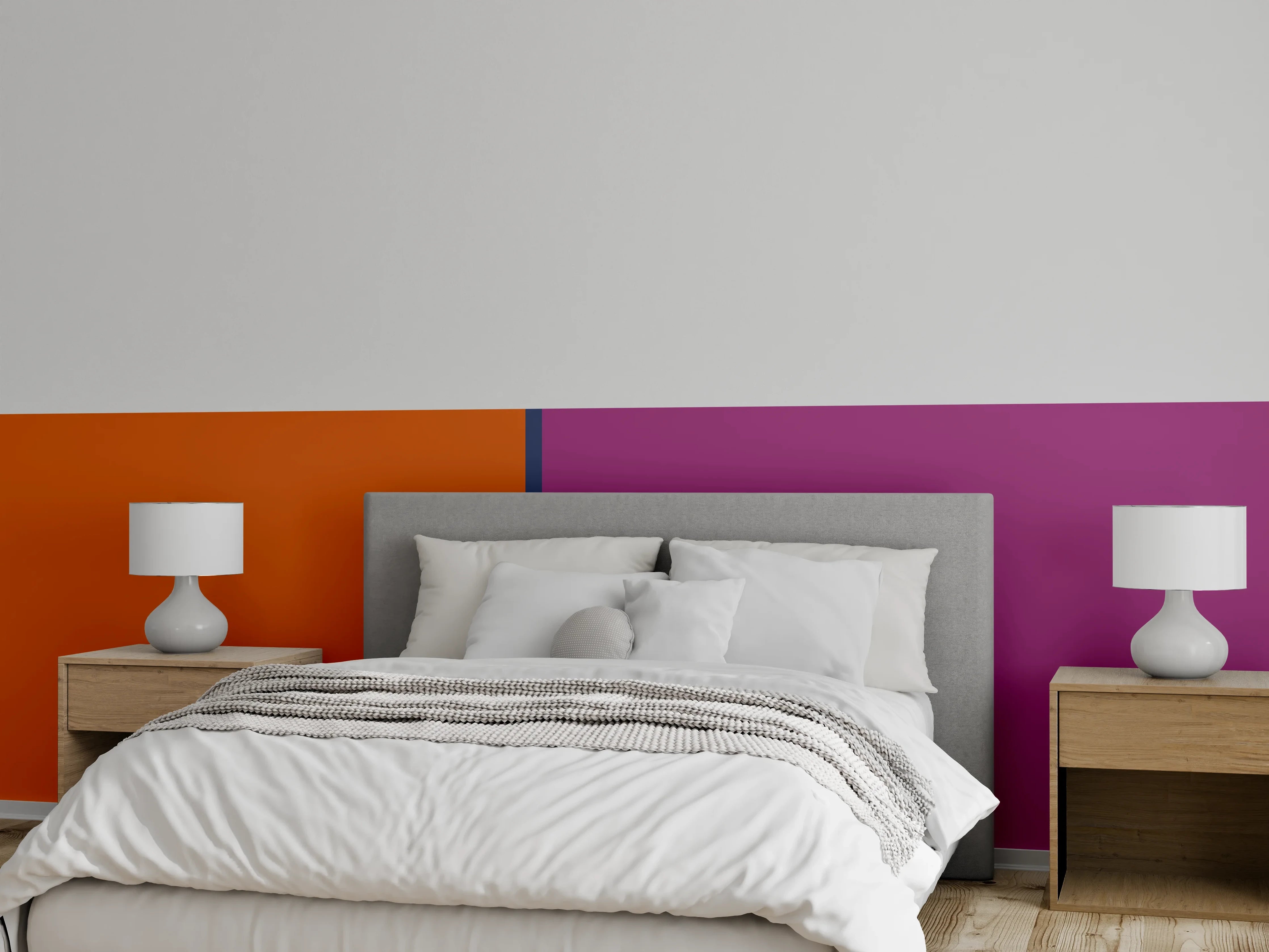 Wandverkleidung Schlafzimmer - Modernes Duo: Orange trifft Lila