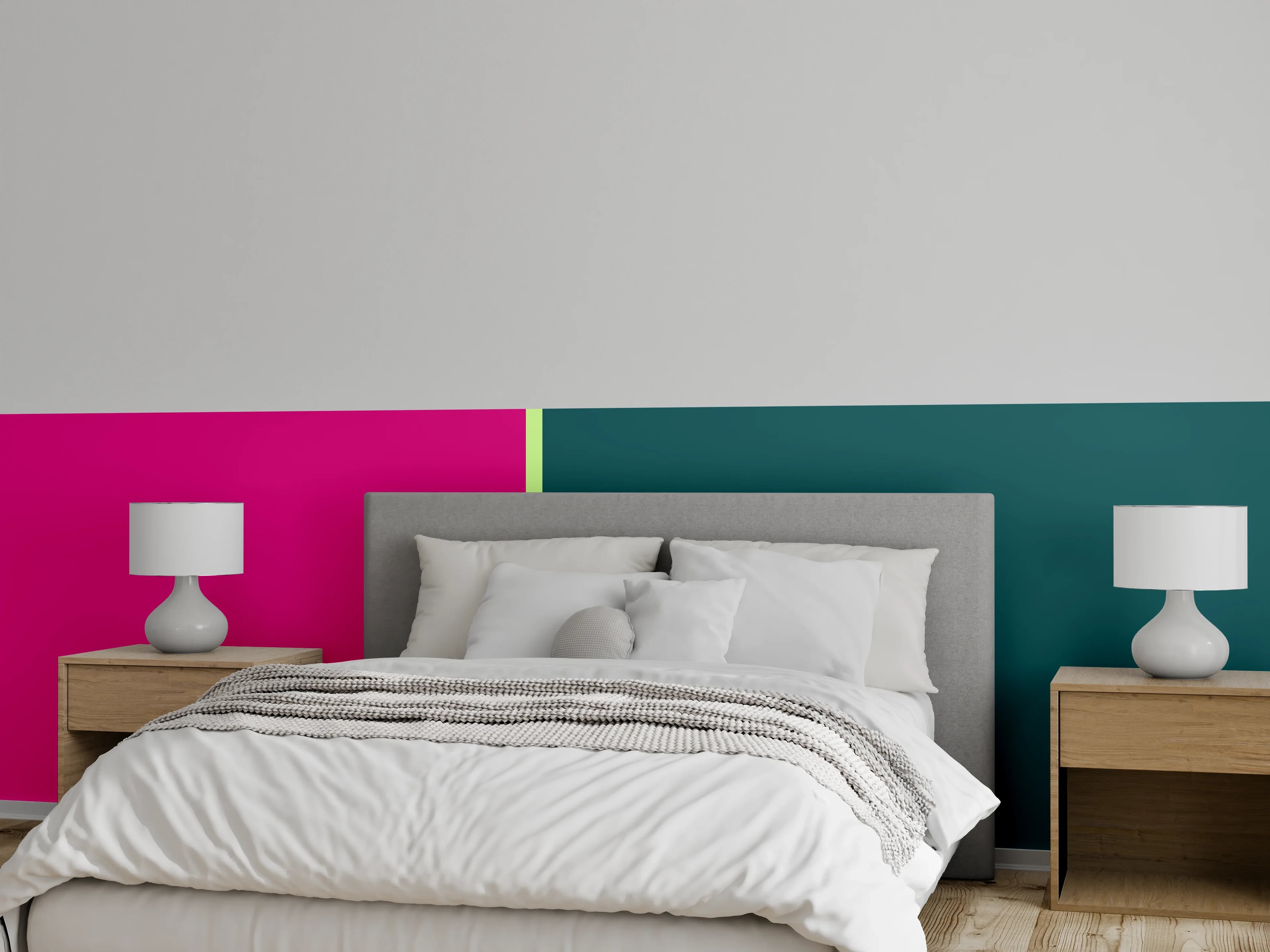Wandverkleidung Schlafzimmer - Modernes Duo: Pink trifft Petrol
