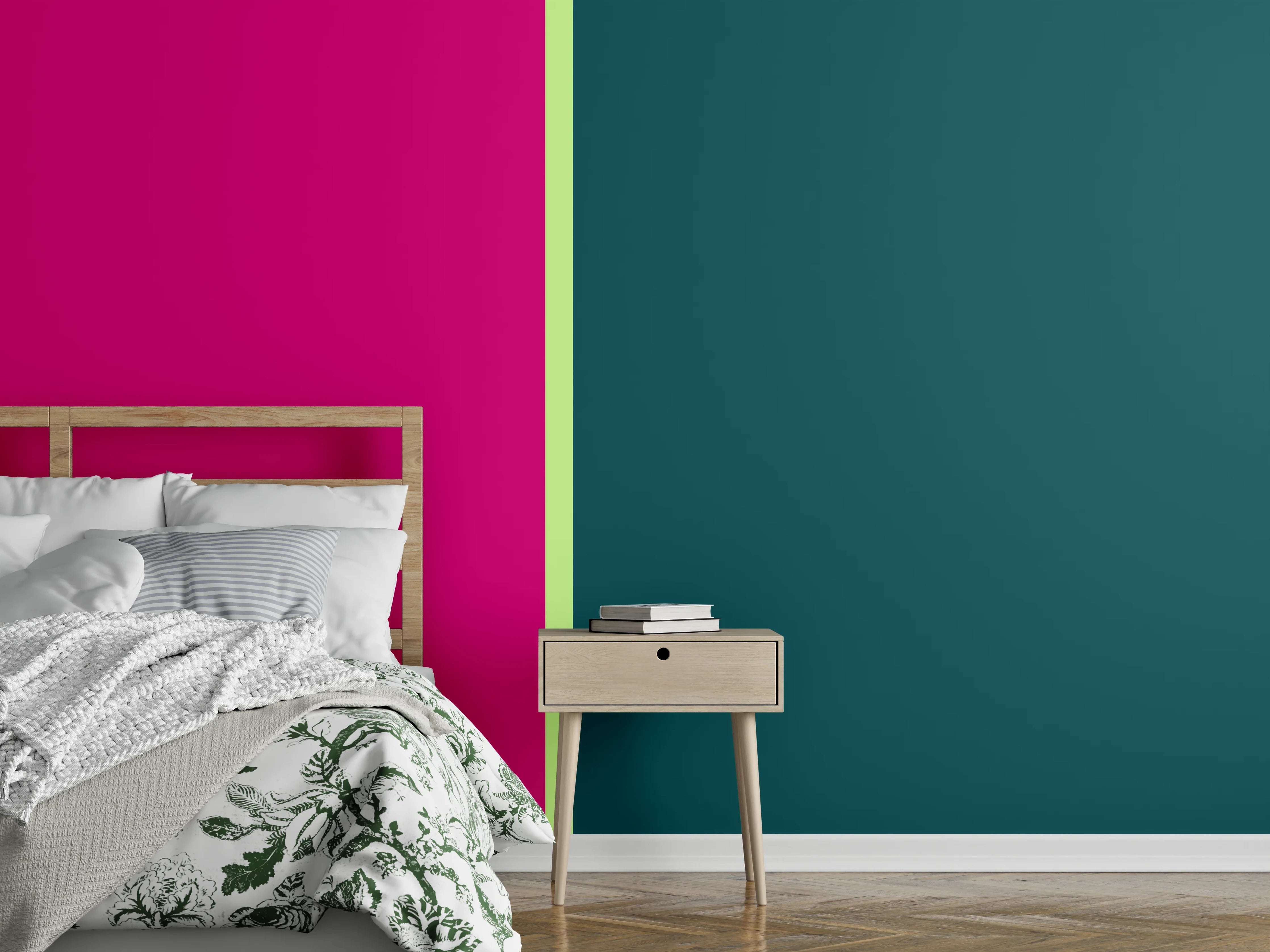 Wandverkleidung Schlafzimmer - Modernes Duo: Pink trifft Petrol