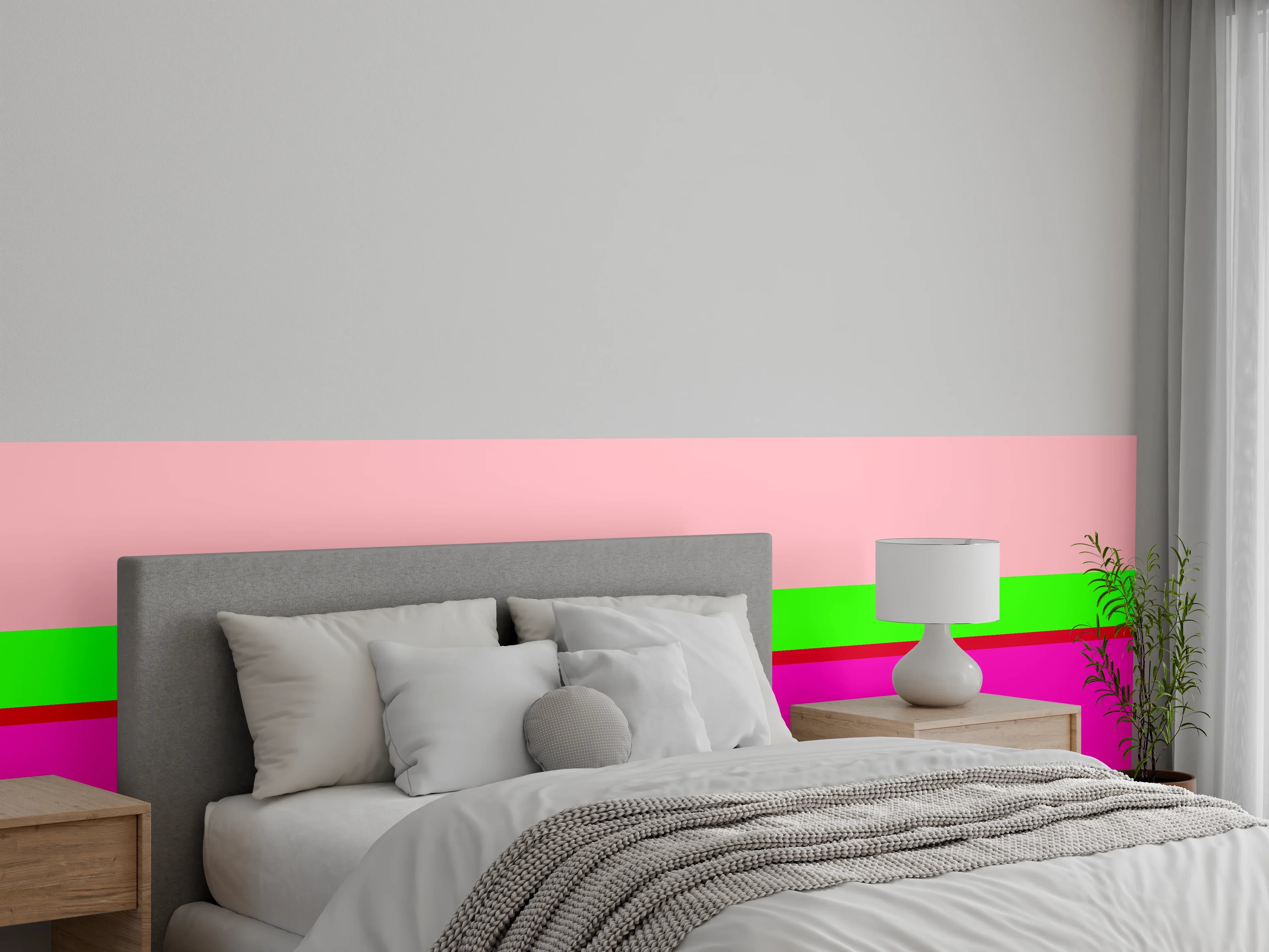 Wandverkleidung Schlafzimmer - Modernes Farbblock-Design Wandbild