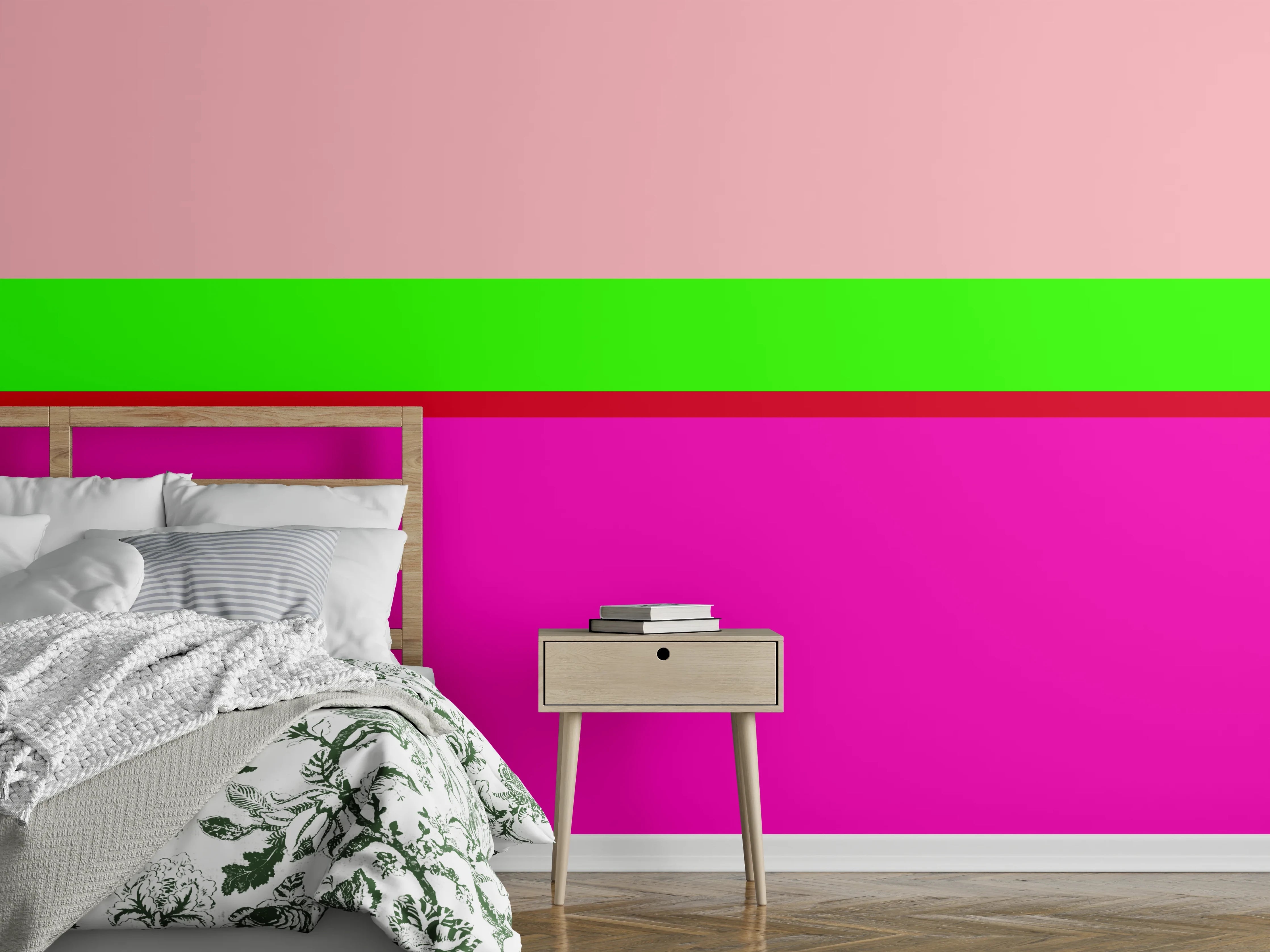 Wandverkleidung Schlafzimmer - Modernes Farbblock-Design Wandbild
