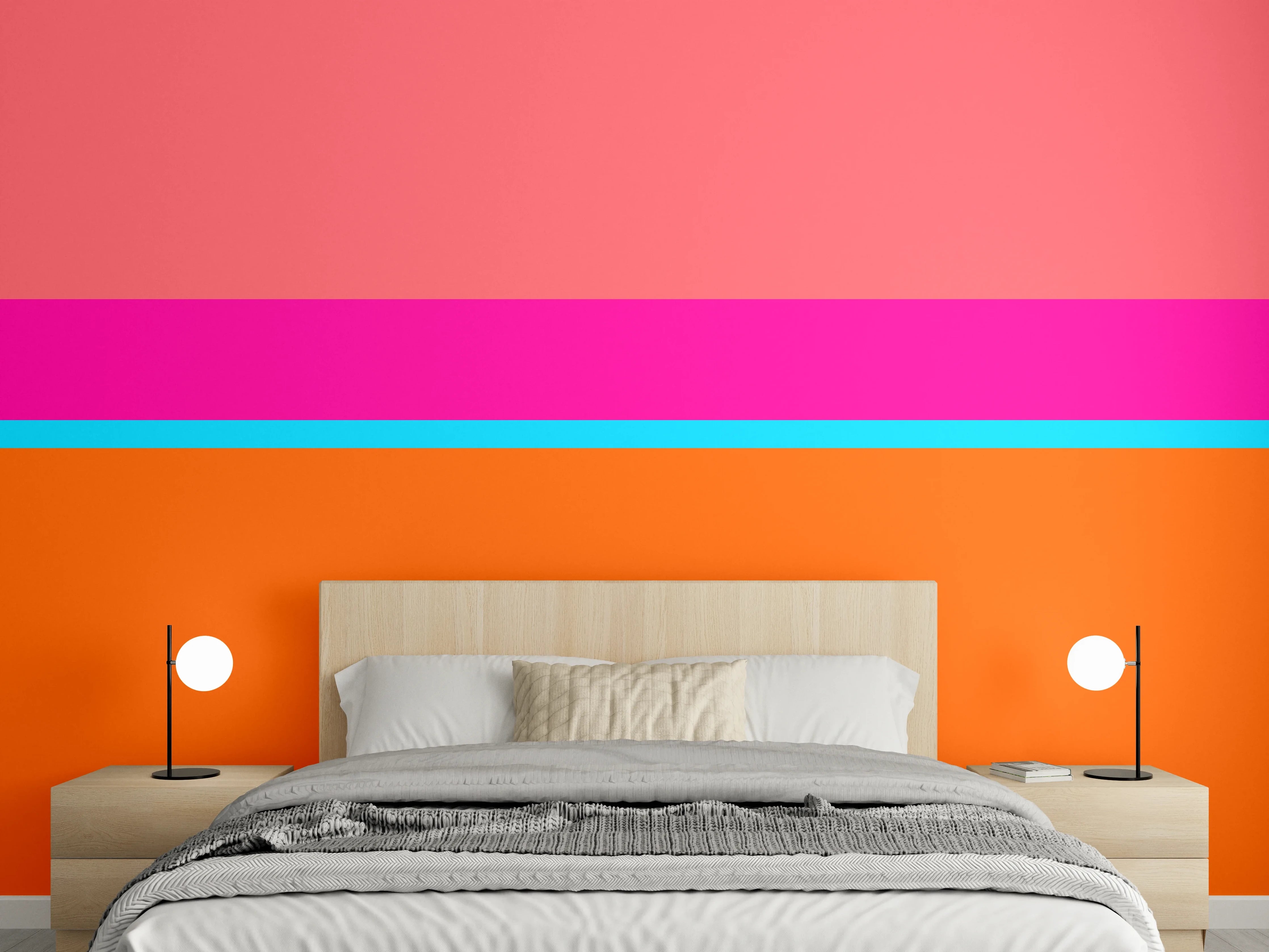 Wandverkleidung Schlafzimmer - Modernes Farbblock Wanddesign